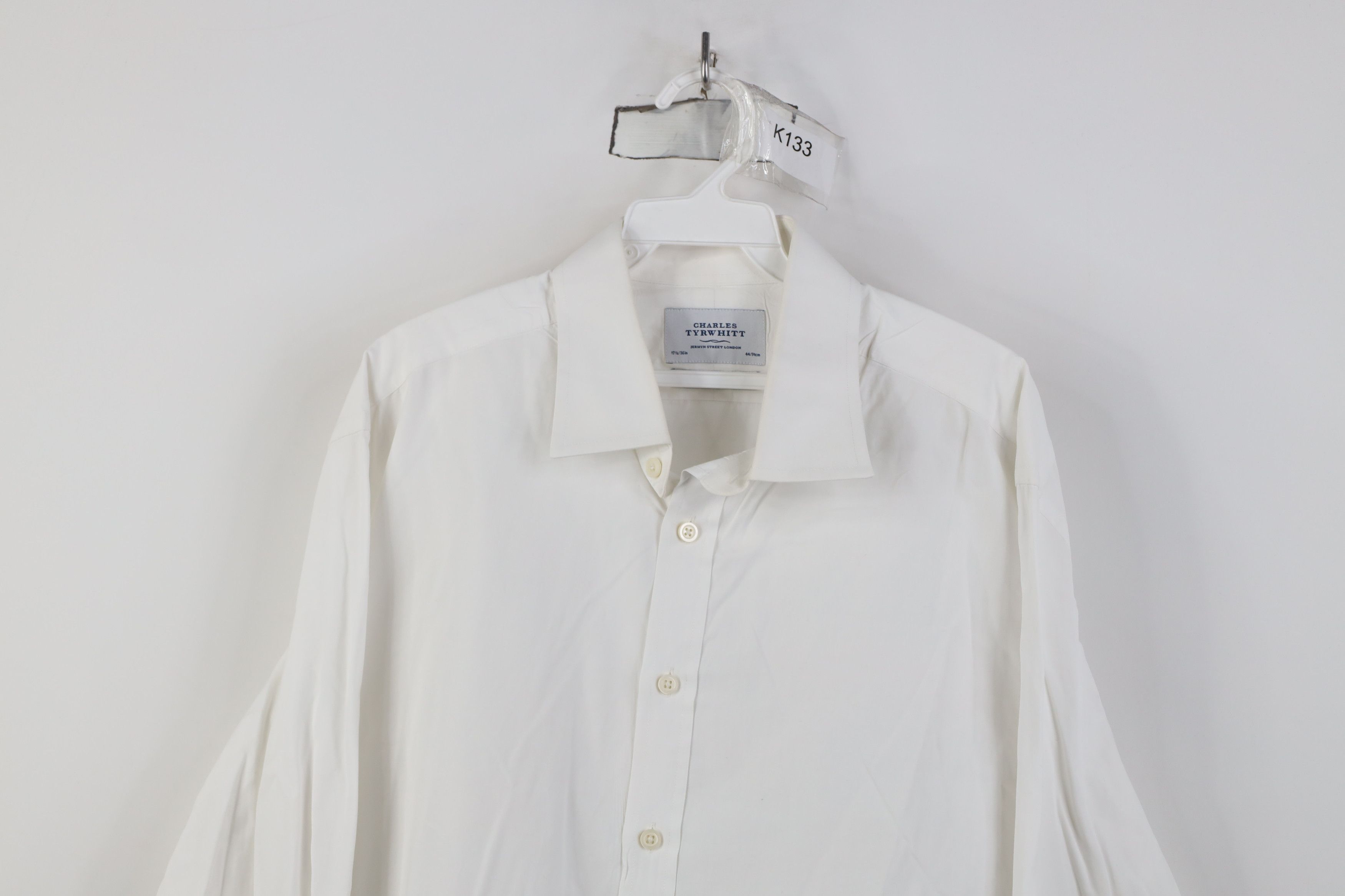 Vintage Charles Tyrwhitt Fit French Cuff Collared Dress Shirt White Size US M / EU 48-50 / 2 - 2 Thumbnail