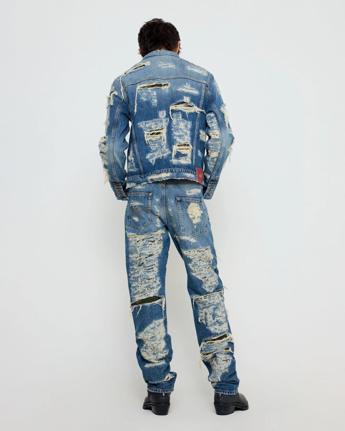 424 424 Collection Denim Trucker Blue Repaired Camo Size US L / EU 52-54 / 3 - 9 Thumbnail