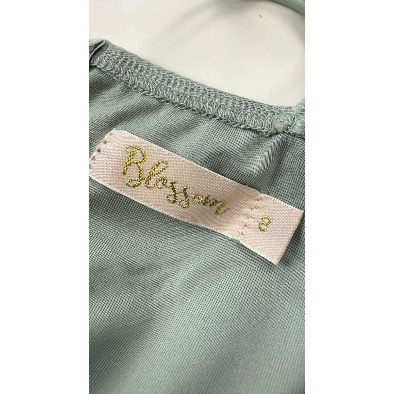 Vintage Blossom Dress Womens 8 Green Ruched Bodycon Mini Adjustable Straps Summer Party Dress Size M / US 6-8 / IT 42-44 - 2 Thumbnail