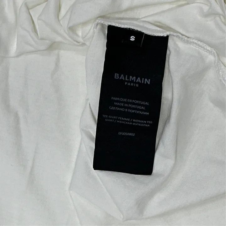 Balmain Balmain White Logo Short Sleeve T-Shirt -2507 Size S / US 4 / IT 40 - 2 Thumbnail