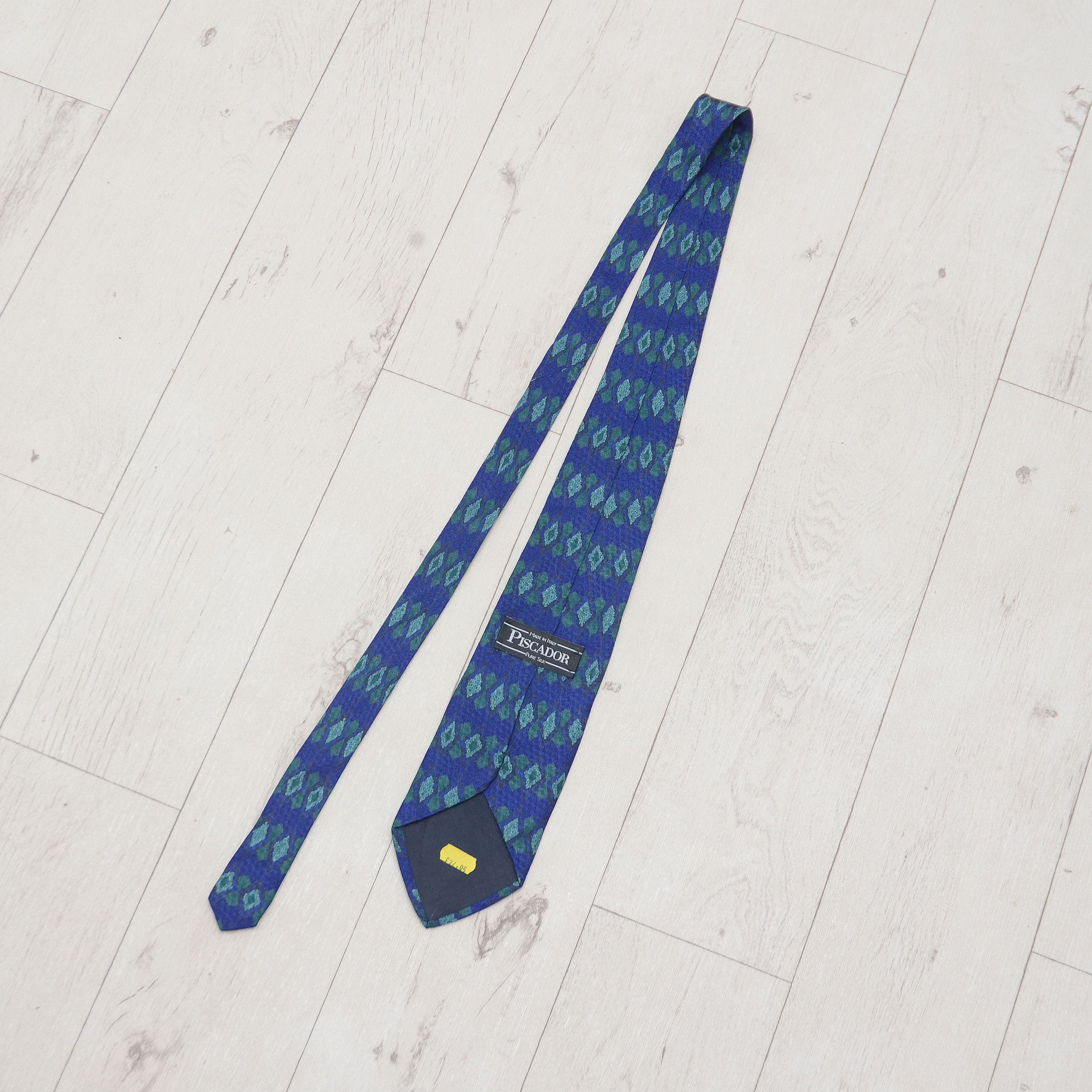 Vintage VINTAGE PISCADOR BLUE Geometric Print 100% SILK TIE Size ONE SIZE - 1 Thumbnail