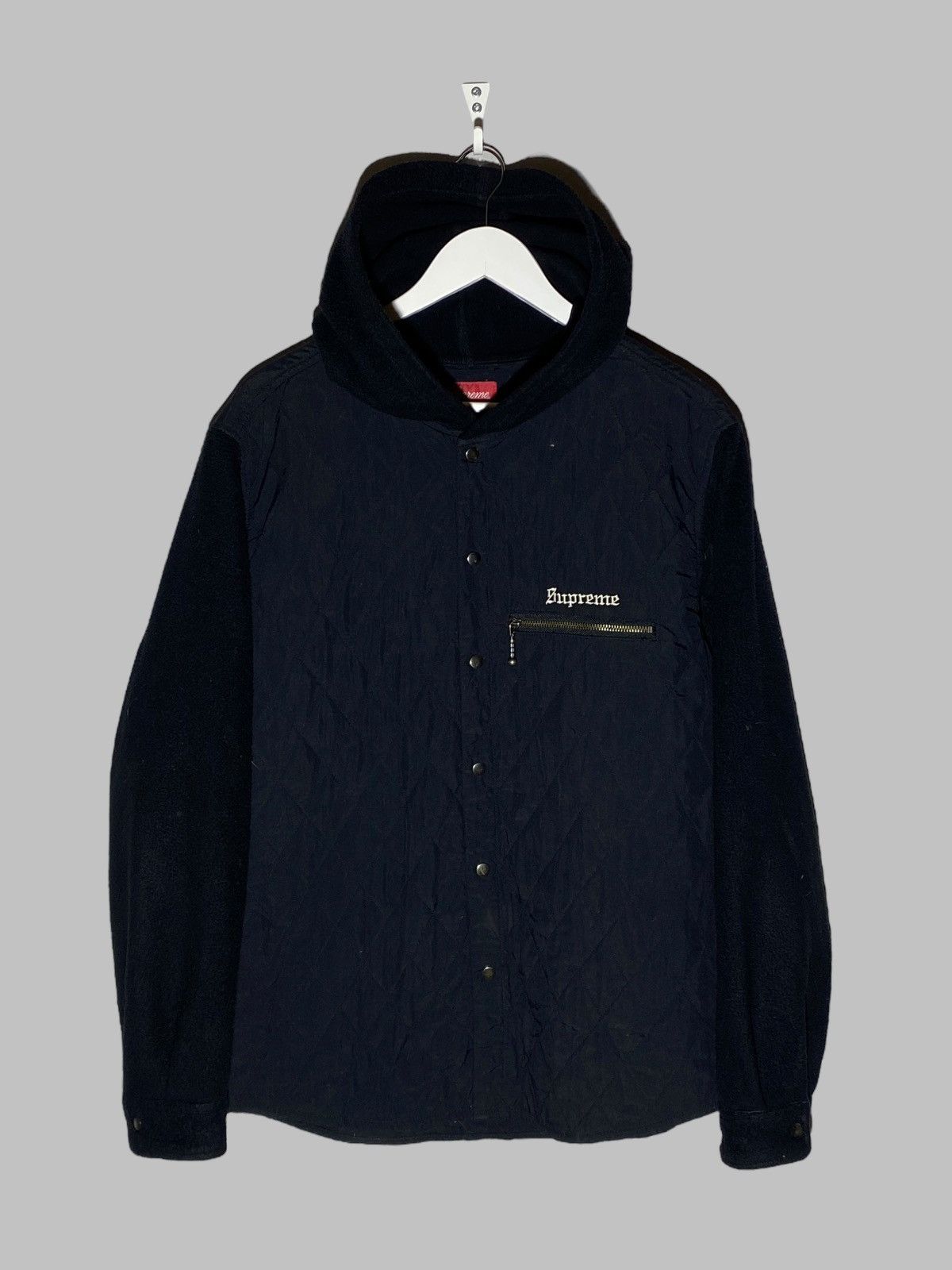 Supreme Supreme Hooded Fleece Nylon Shirt Jacket Black Size US M / EU 48-50 / 2 - 2 Thumbnail