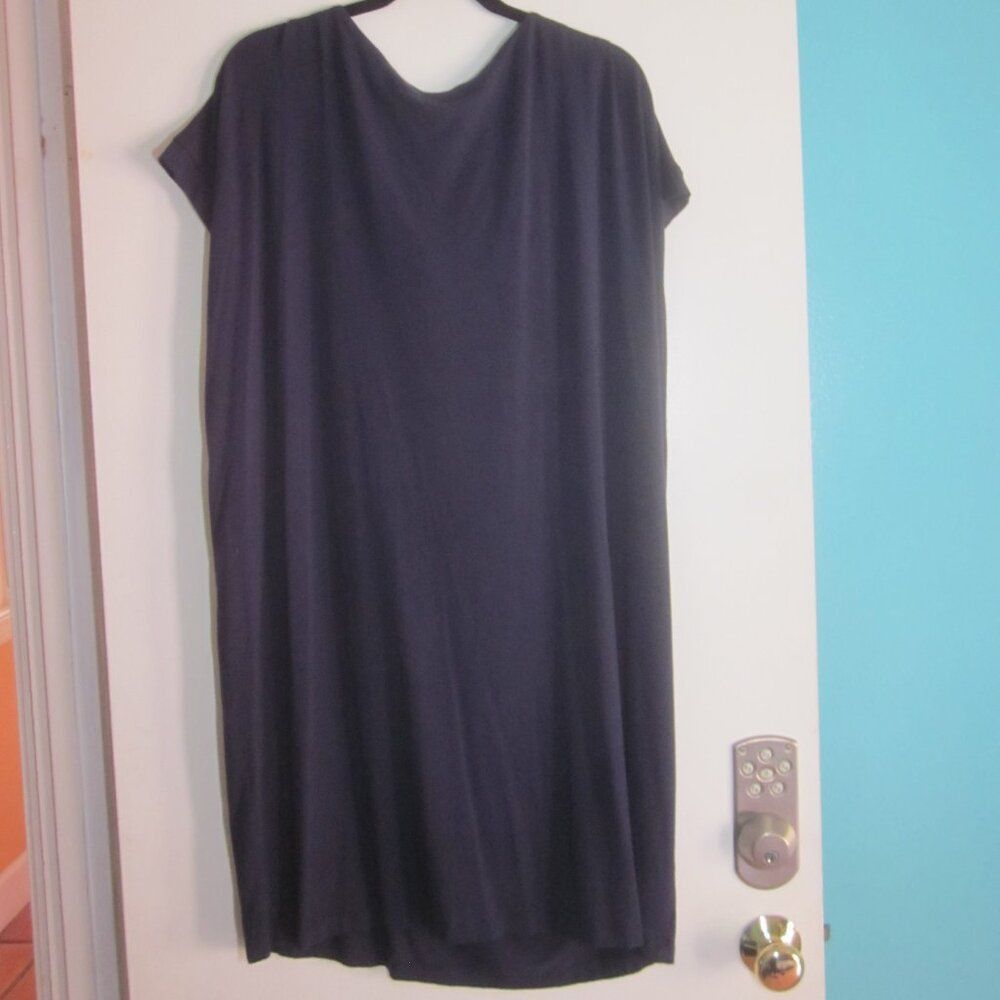 Eileen Fisher Eileen Fisher Plus 3X Dark Blue Pullover Drape Neck Sleeveless Knee Length Dress Size 3XL / US 20-22 - 7 Thumbnail