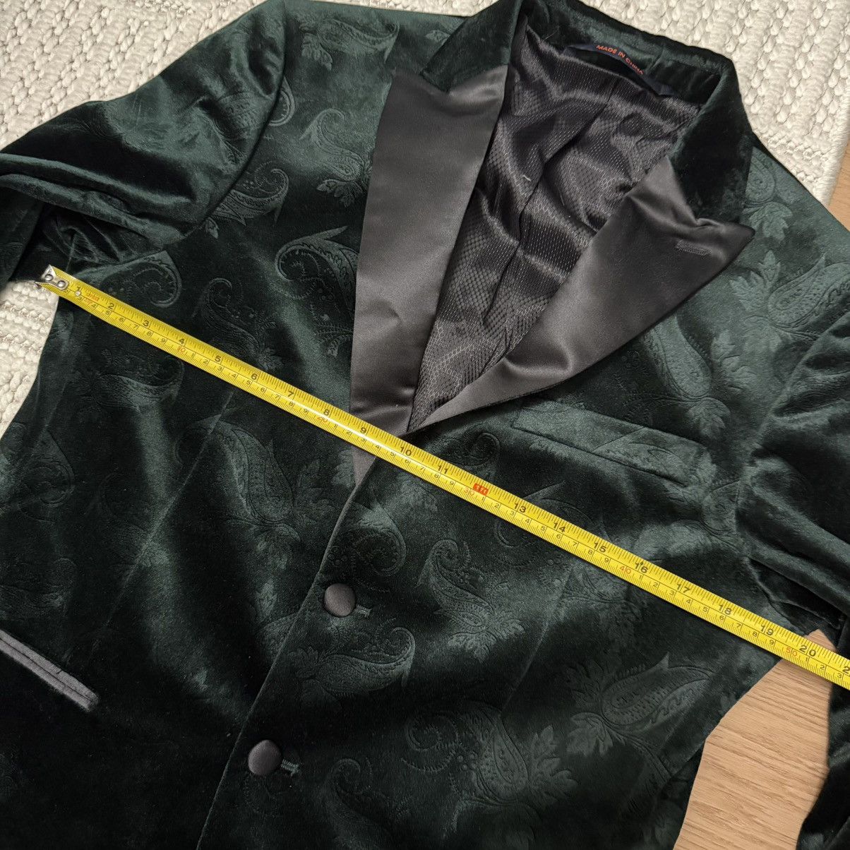 Egara Egara blazer40S Greenvelvet Slim Fit Embossed PaisleyJacket Size 40S - 4 Thumbnail