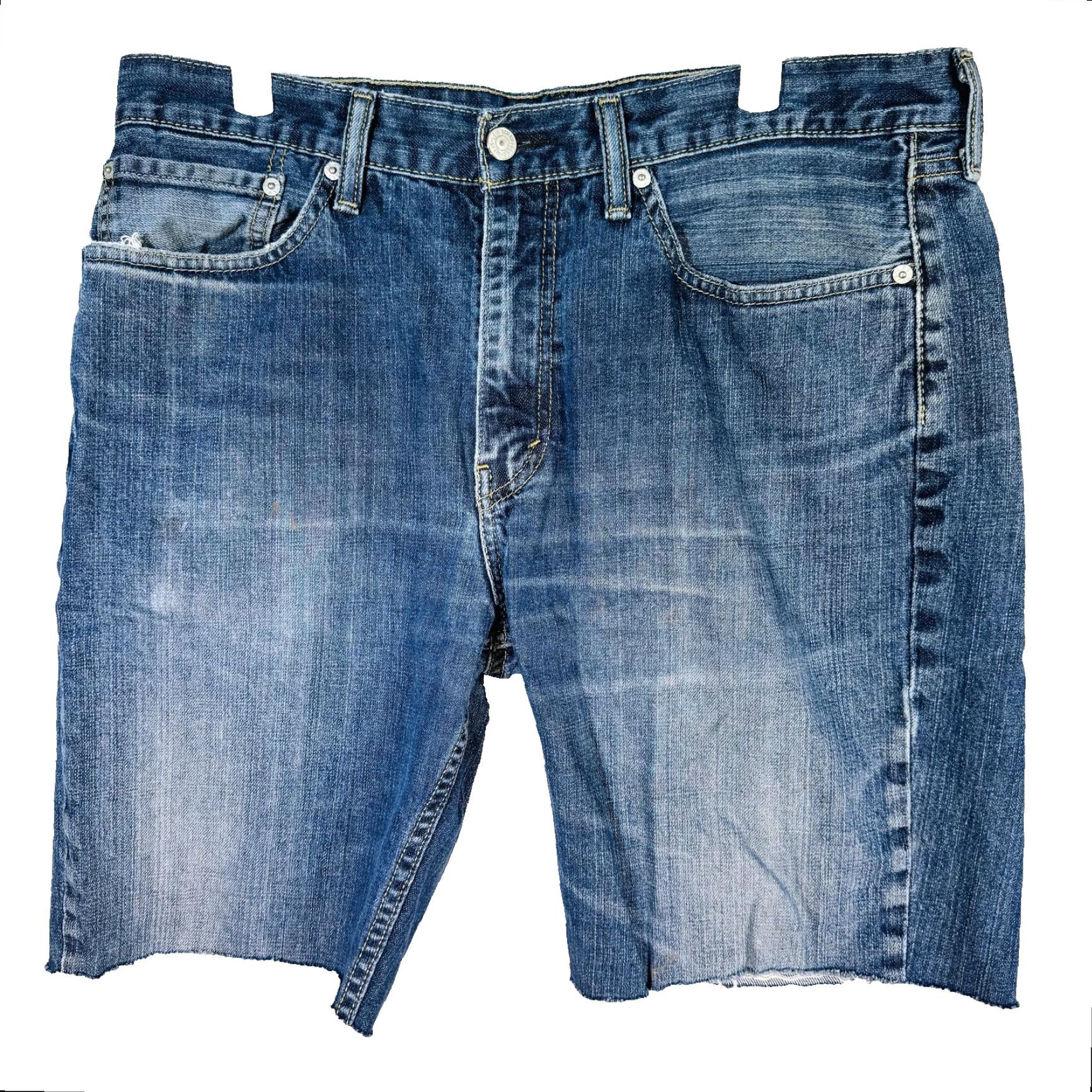 Levi's Levi's 514 Shorts Mens 36 Blue Bermuda Distressed 5-Pocket Raw Hem Denim Casual Summer Size US 36 / EU 52 - 2 Thumbnail