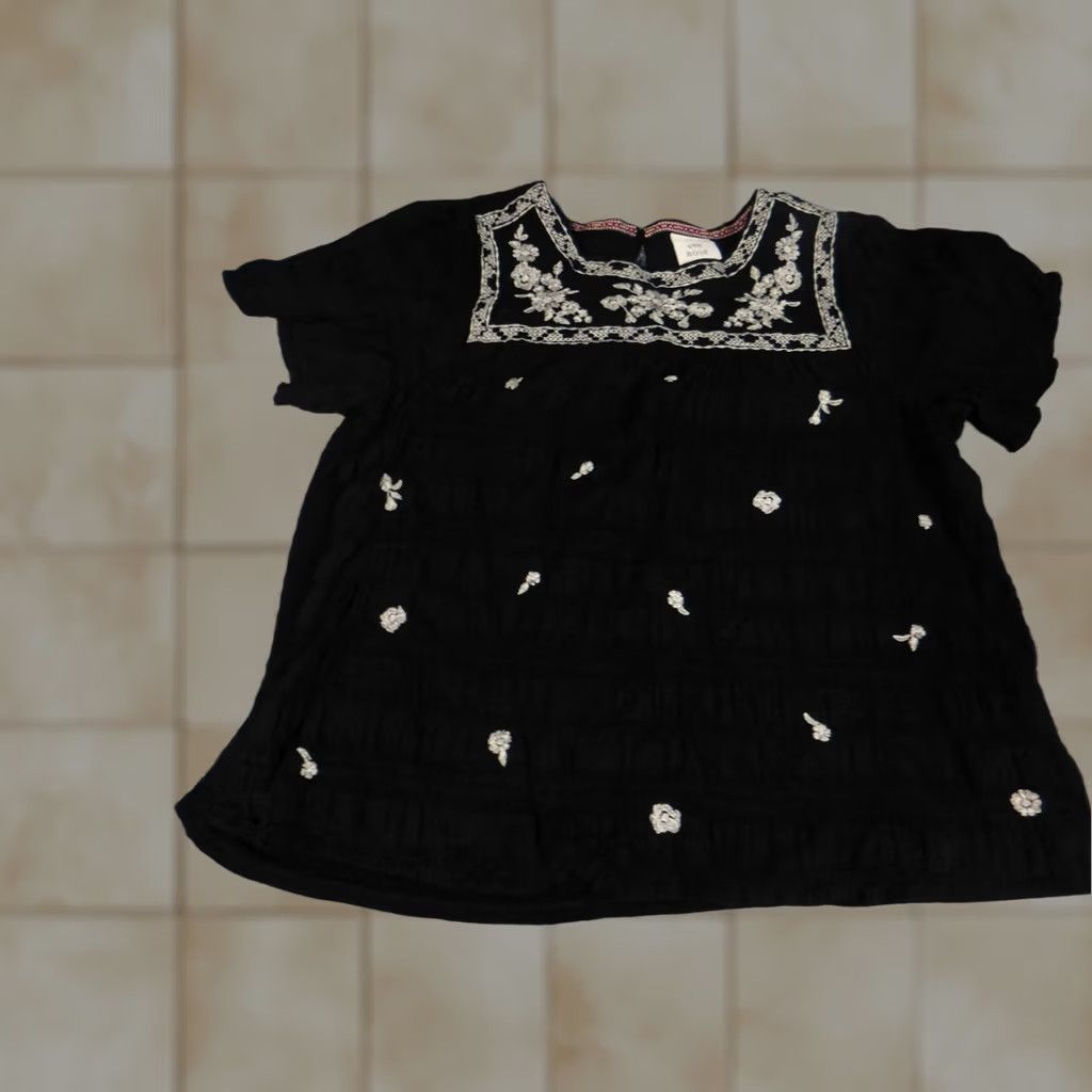 Vintage Knox Rose Blouse Women’s S Black Round Neck Short Sleeve Pullover Stretch Casual Shirt Ladies Regular Size S / US 4 / IT 40 - 1 Thumbnail