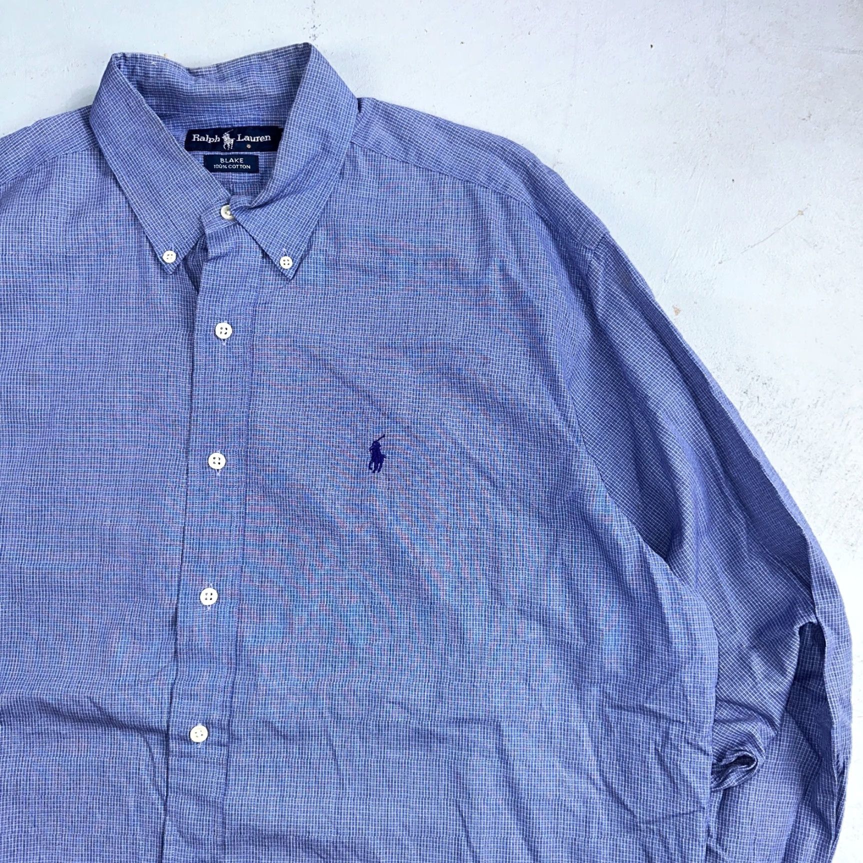 Polo Ralph Lauren VINTAGE Ralph Lauren Polo Shirt Men Blake Button-Down Two-Ply Blue Plaid L Size US L / EU 52-54 / 3 - 2 Thumbnail