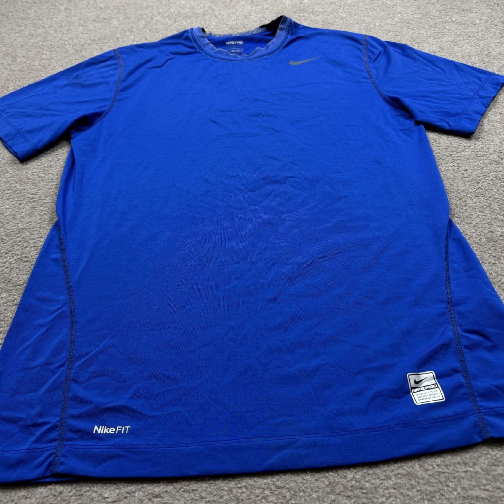 Nike Nike Mens Shirt M Blue Short Sleeve Pro Combat Dri-Fit Performance Gym Run Size US M / EU 48-50 / 2 - 2 Thumbnail
