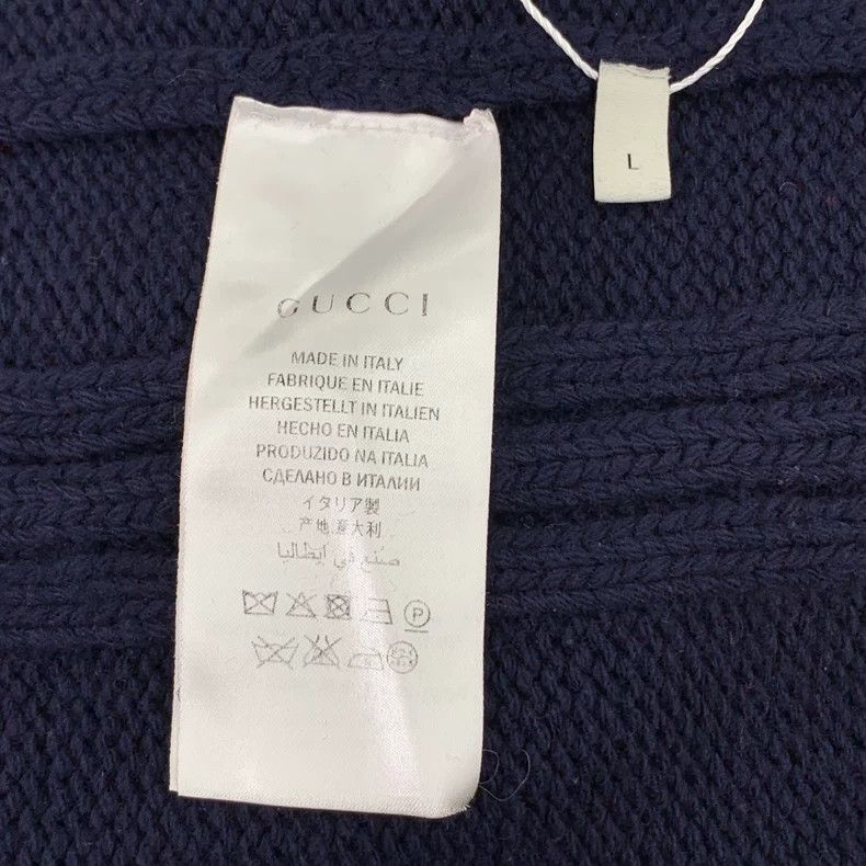 Gucci Gucci Dark blue striped bee embroidery wool knitted cardiga Size US L / EU 52-54 / 3 - 7 Thumbnail