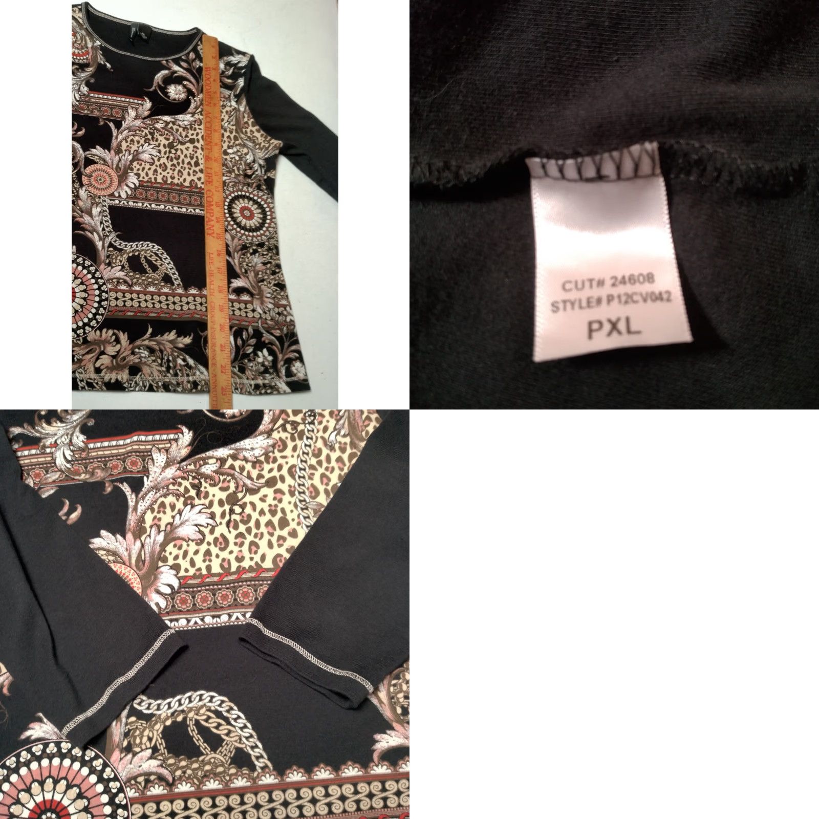 Vintage VINTAGE New Directions Petite Shirt Knit Top Black Cat Mandala Bling Y2K 2000s Knit Cotton PXL Womens Size XL / US 12-14 / IT 48-50 - 8 Thumbnail