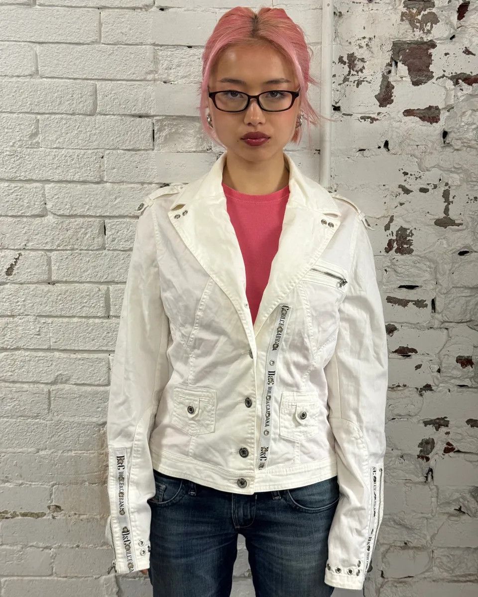 Dolce & Gabbana 2000s Dolce & Gabbana White Light Perfecto Jacket Size M / US 6-8 / IT 42-44 - 2 Thumbnail
