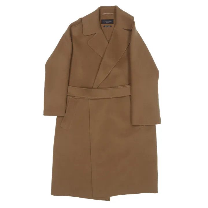 Max Mara Maxmara Brown Belted Long Sleeve Coat 0079 Size M / US 6-8 / IT 42-44 - 1 Thumbnail
