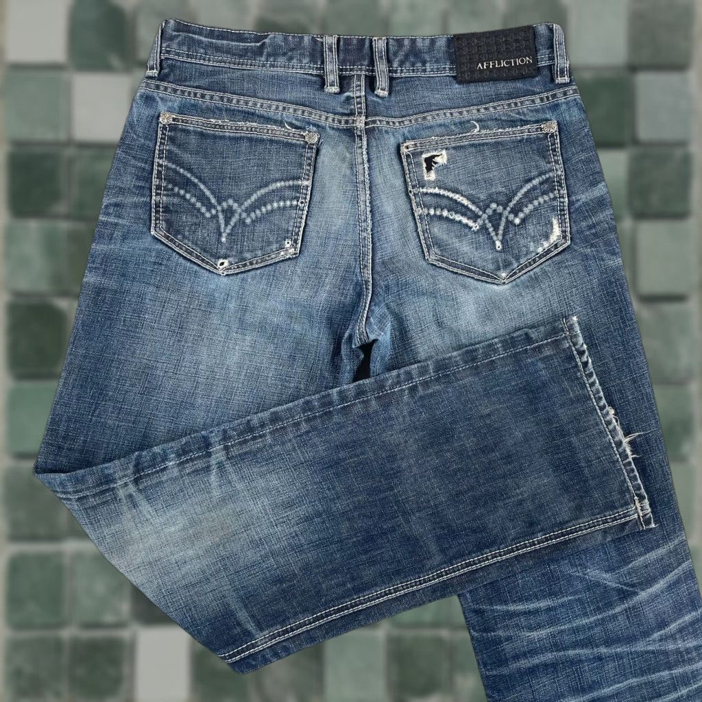 Affliction VINTAGE Affliction Jeans 32x31 Blue Distressed Slim Straight Grunge 90s Mens Size US 32 / EU 48 - 1 Thumbnail