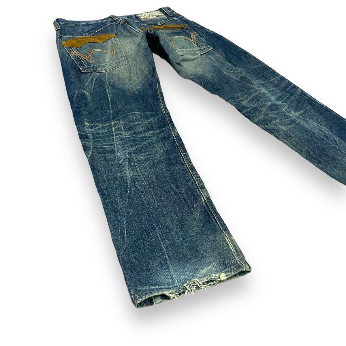 Edwin × Vintage 🇯🇵 EDWIN EXCLUSIVE VINTAGE WASHED LEATHER POCKET DENIM PANTS Size US 34 / EU 50 - 8 Thumbnail