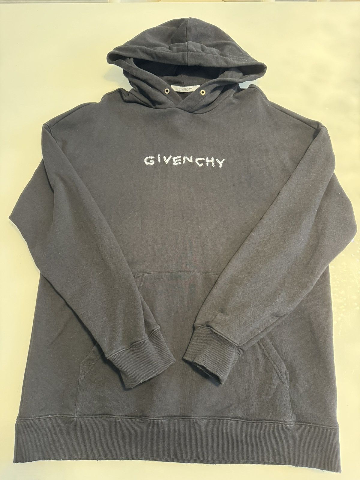 image of Givenchy Hoodie Black Stitched Logo Size Xl, Men's