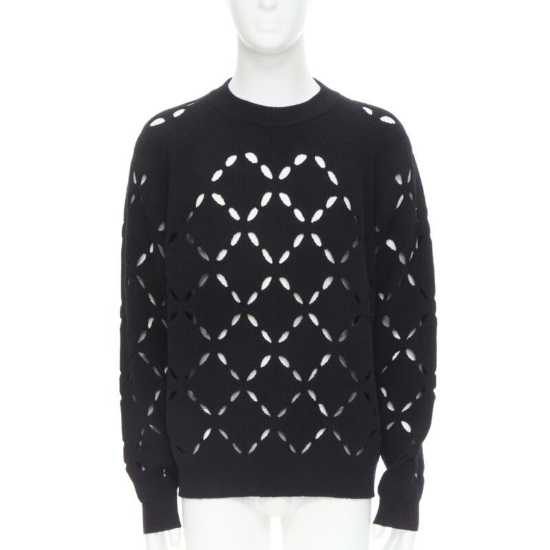 Versace VERSACE 100% wool black diamond cut out Medusa stud sweater EU52 XL Size US XL / EU 56 / 4 - 1 Thumbnail