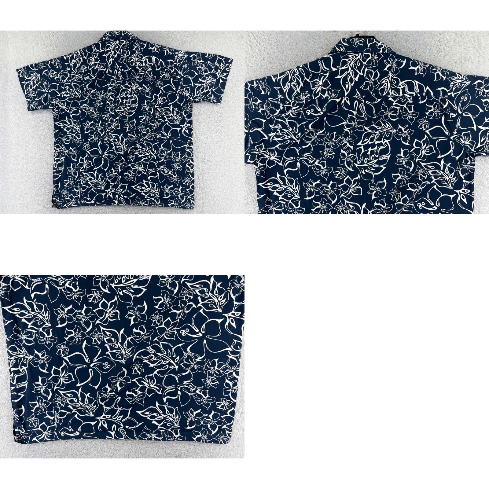 Vintage Island Tropics Button-Up Shirt Adult Large Blue Floral Palm Pattern Cotton Hawaiian Size US 33 - 9 Thumbnail