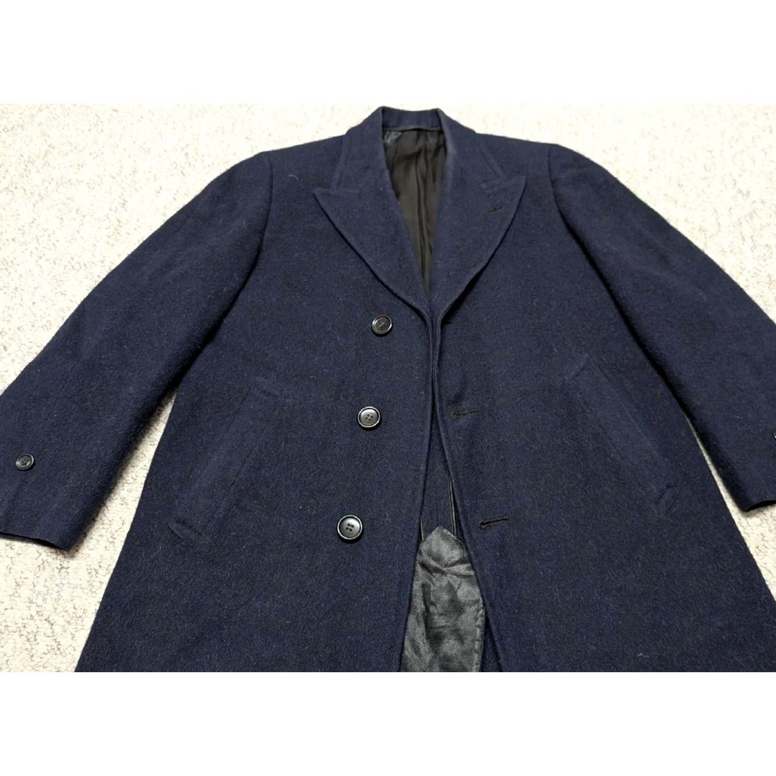 Vintage VINTAGE union made OVERCOAT blue wool peak lapel 38 S coat Mens 1940s VALGORA Size US S / EU 44-46 / 1 - 6 Thumbnail