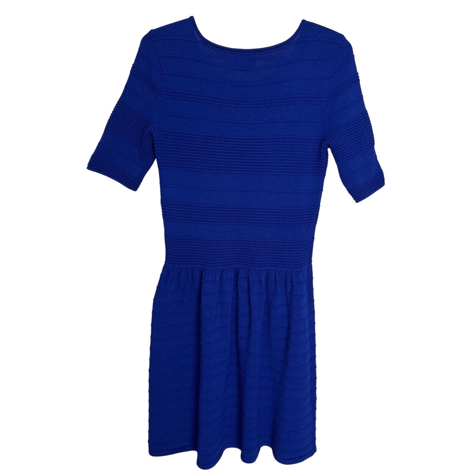 Nordstrom Eliza J | Royal Blue Fit & Flare Sweater Midi Dress Textured Size M / US 6-8 / IT 42-44 - 8 Thumbnail