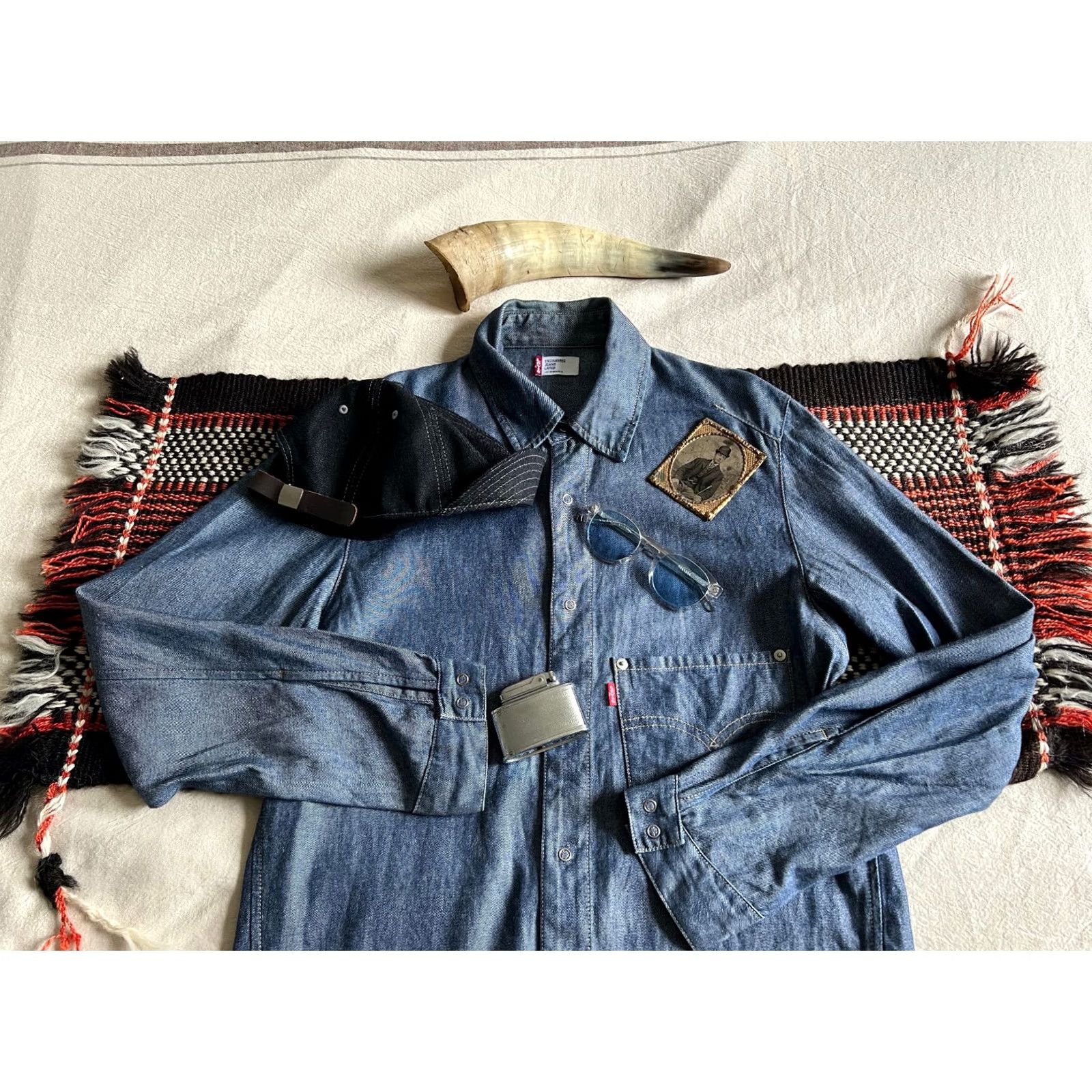 Levi's VINTAGE Levi's Engineered Shirt Mens L Denim Blue 2000 Y2K Twisted Line Twist Engineered Pocket Front Riveted X-Large Size US L / EU 52-54 / 3 - 3 Thumbnail