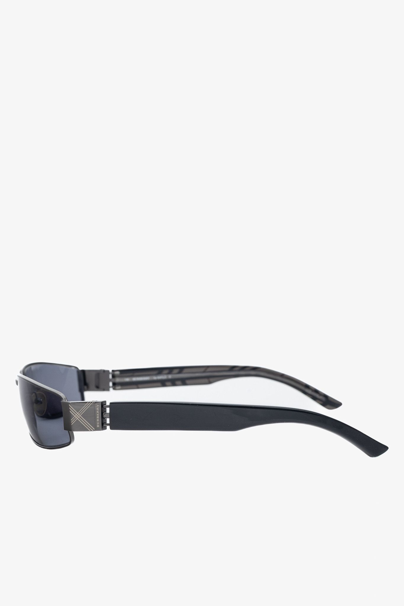 Burberry Burberry B9424 Black Check-Temple Rectangular Sunglasses Size ONE SIZE - 3 Thumbnail