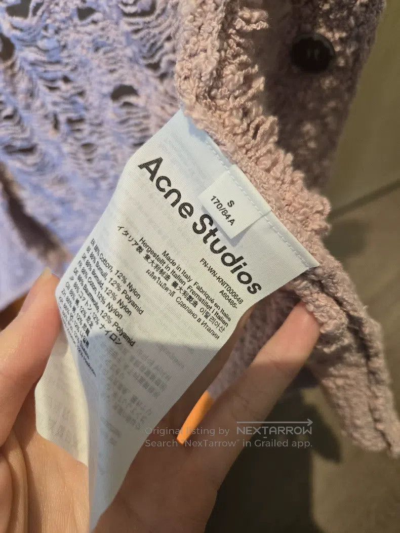 Acne Studios Acne Studios Pink Open-Weave Cardigan Size XS / US 0-2 / IT 36-38 - 3 Thumbnail