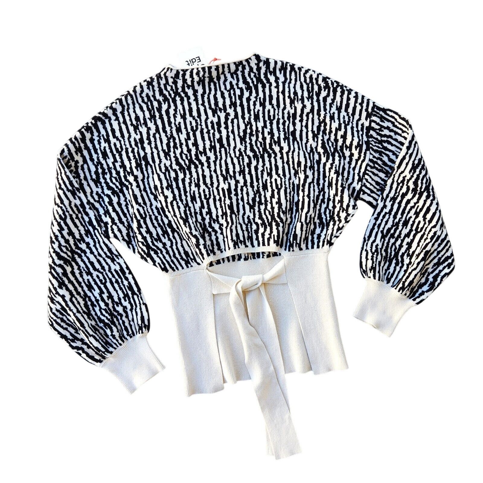 The Unbranded Brand Open Edit Women Animal Jacquard Tie Back Sweater Size S Size S / US 4 / IT 40 - 8 Thumbnail