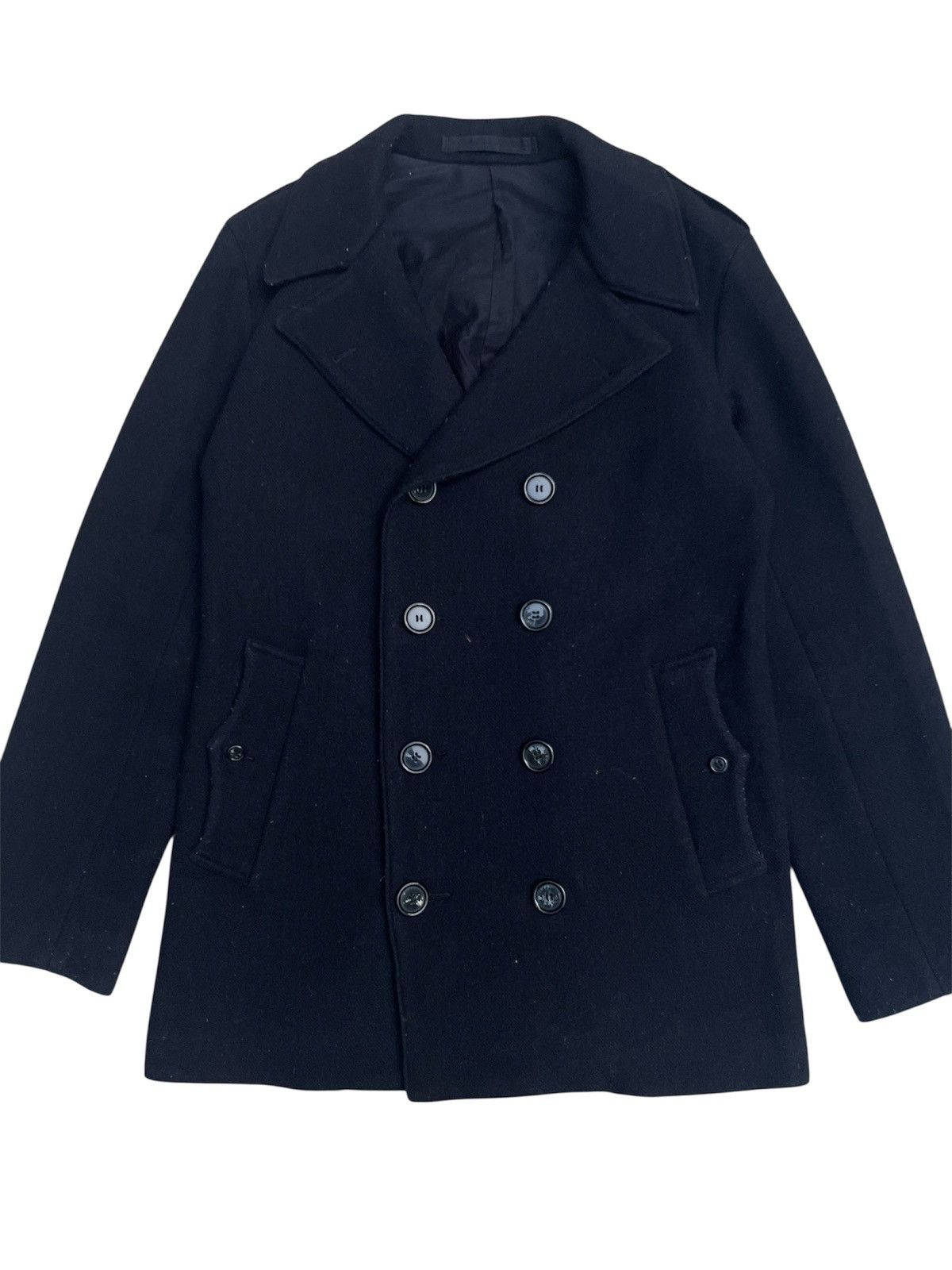 CABANE de ZUCCa Cabane de Zucca Double-Breasted Navy Wool Peacoat Size US M / EU 48-50 / 2 - 1 Thumbnail