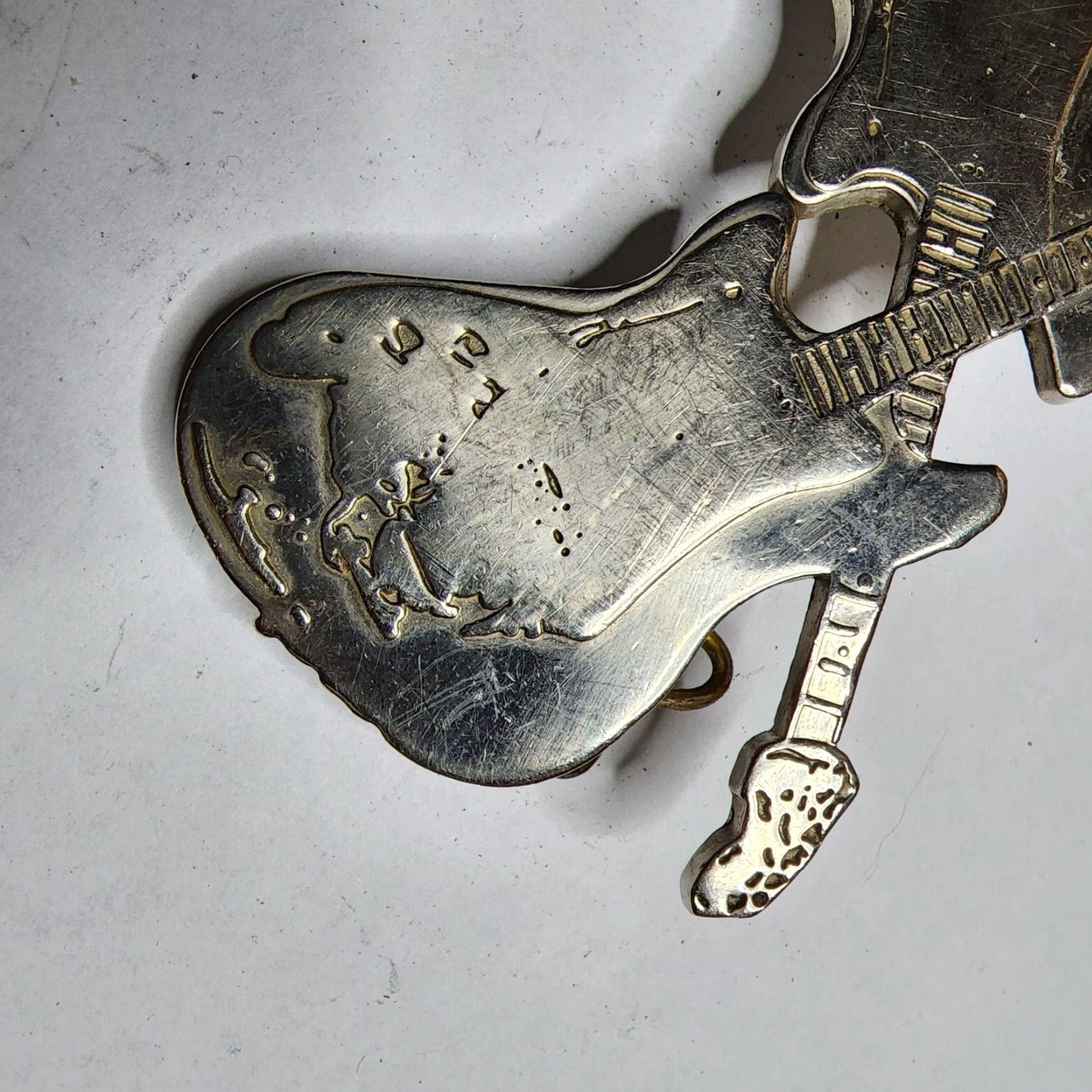 Vintage VINTAGE Double Cross Guitar Belt Buckle Silvertone Rock Country | Belt Buckle | Men | Silver | 1980s | Cowboy Western | Rockabilly Accessories Size ONE SIZE - 2 Thumbnail