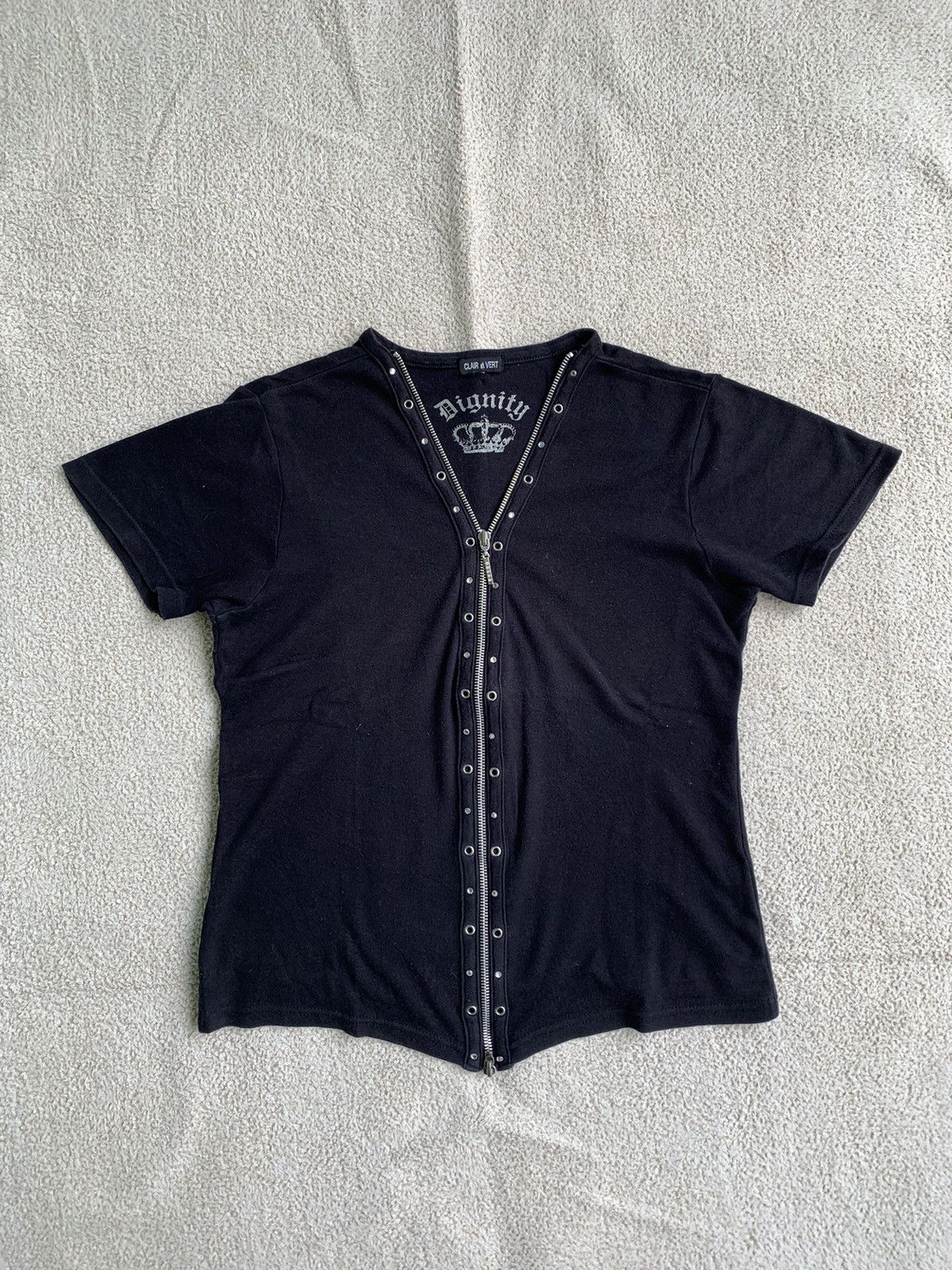 14th Addiction × If Six Was Nine VTG Clair Et Vert Dignity Double Layered Zipper Short TShirt Size S / US 4 / IT 40 - 1 Thumbnail