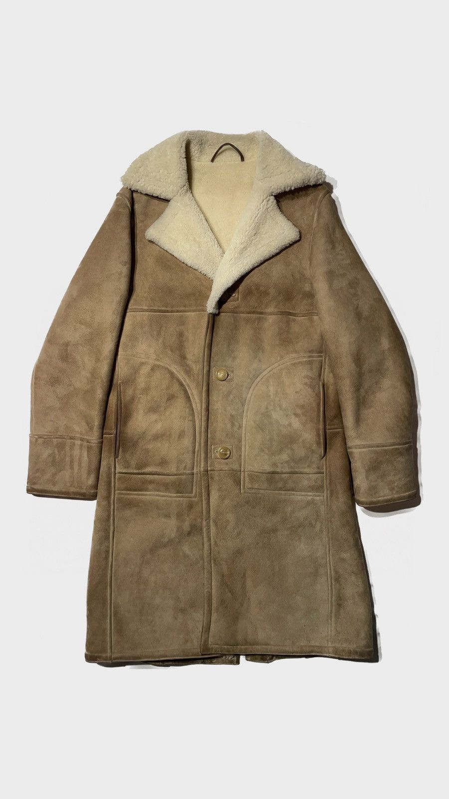 image of Maison Margiela Maison Martin Margiela Shearling Heavy Overcoat in Tan, Men's (Size Medium)