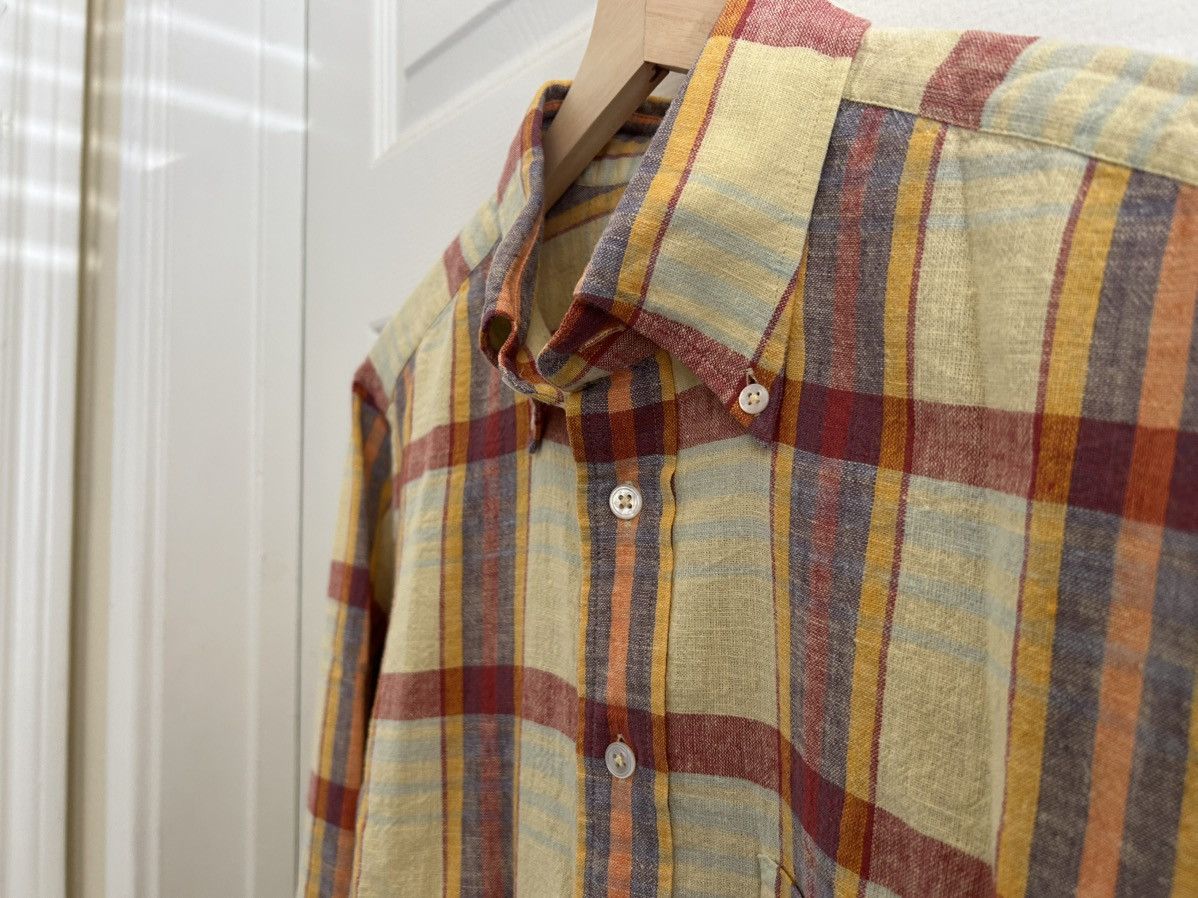 Drake's Drake’s Madras Cotton-Linen Button Down Shirt Size US L / EU 52-54 / 3 - 8 Thumbnail
