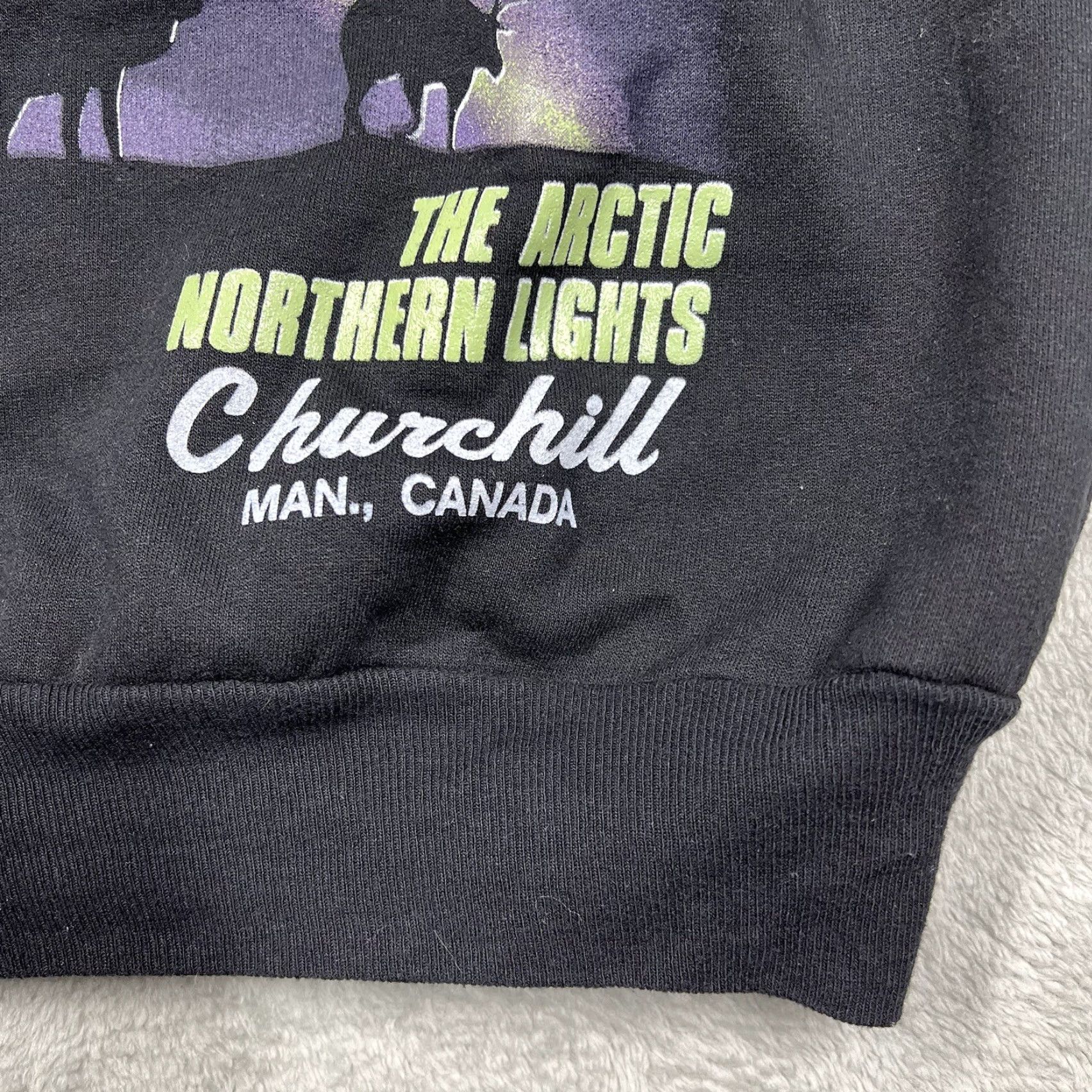 Vintage Daquin Men's Sweatshirt Pullover Long Sleeve Black 80s 90s Northern Lights Canada Churchill Manitoba Graphic Print Vintage Size US M / EU 48-50 / 2 - 2 Thumbnail