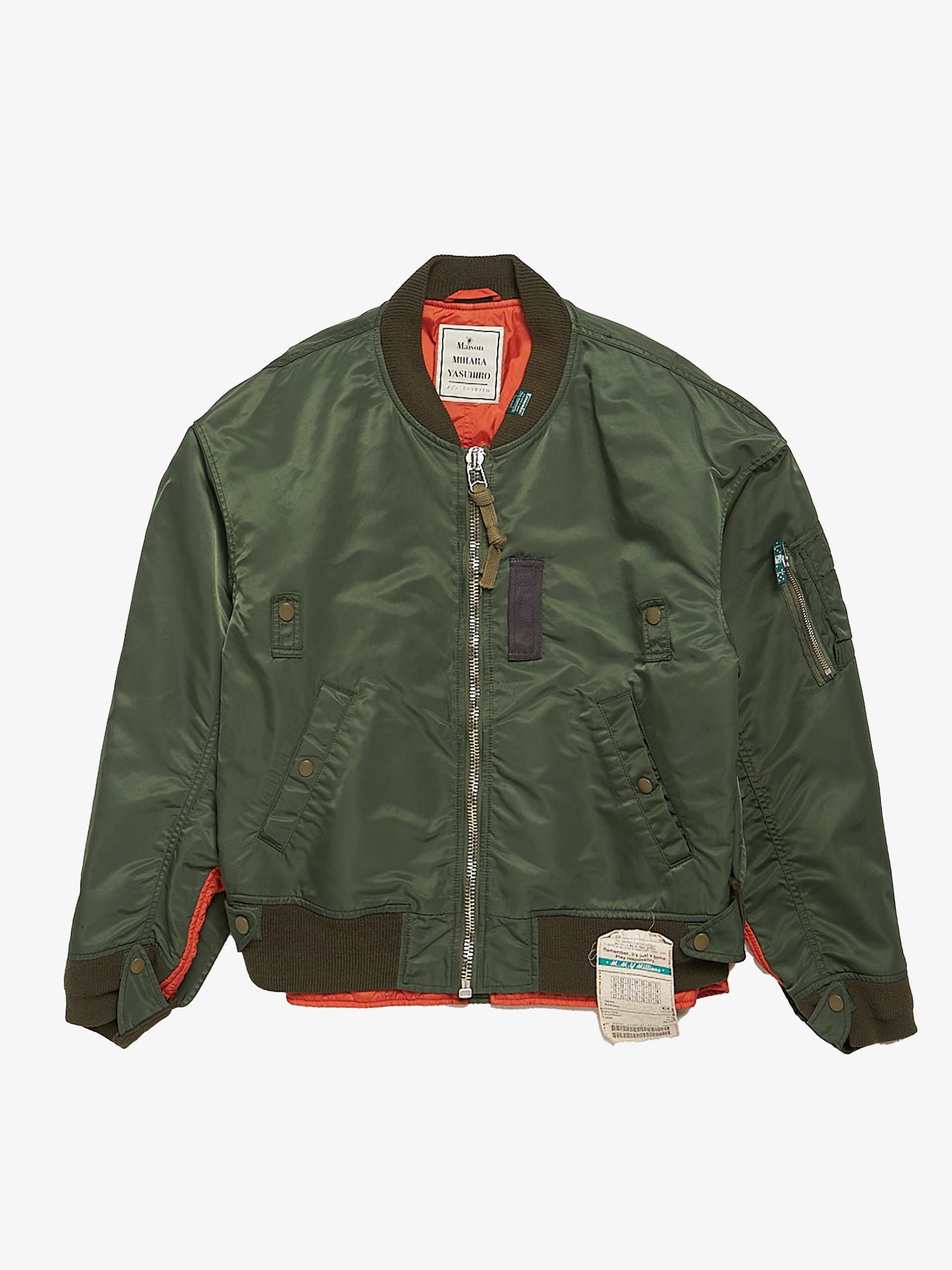 image of Miharayasuhiro Khaki And Orange Double Layered Nylon Bomber Jacket, Men's (Size Small)