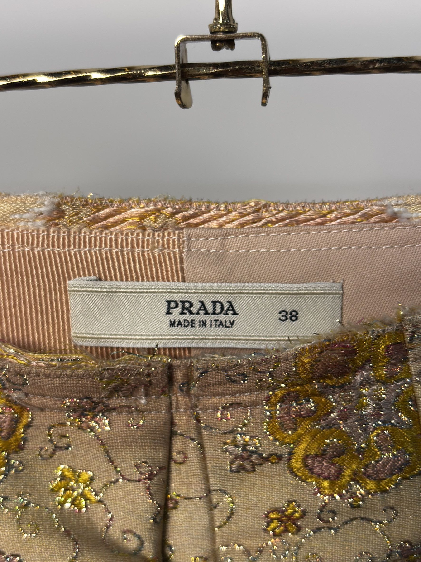 Prada Prada Gold Floral Brocade Skirt Size 26" / US 2 / IT 38 - 4 Thumbnail