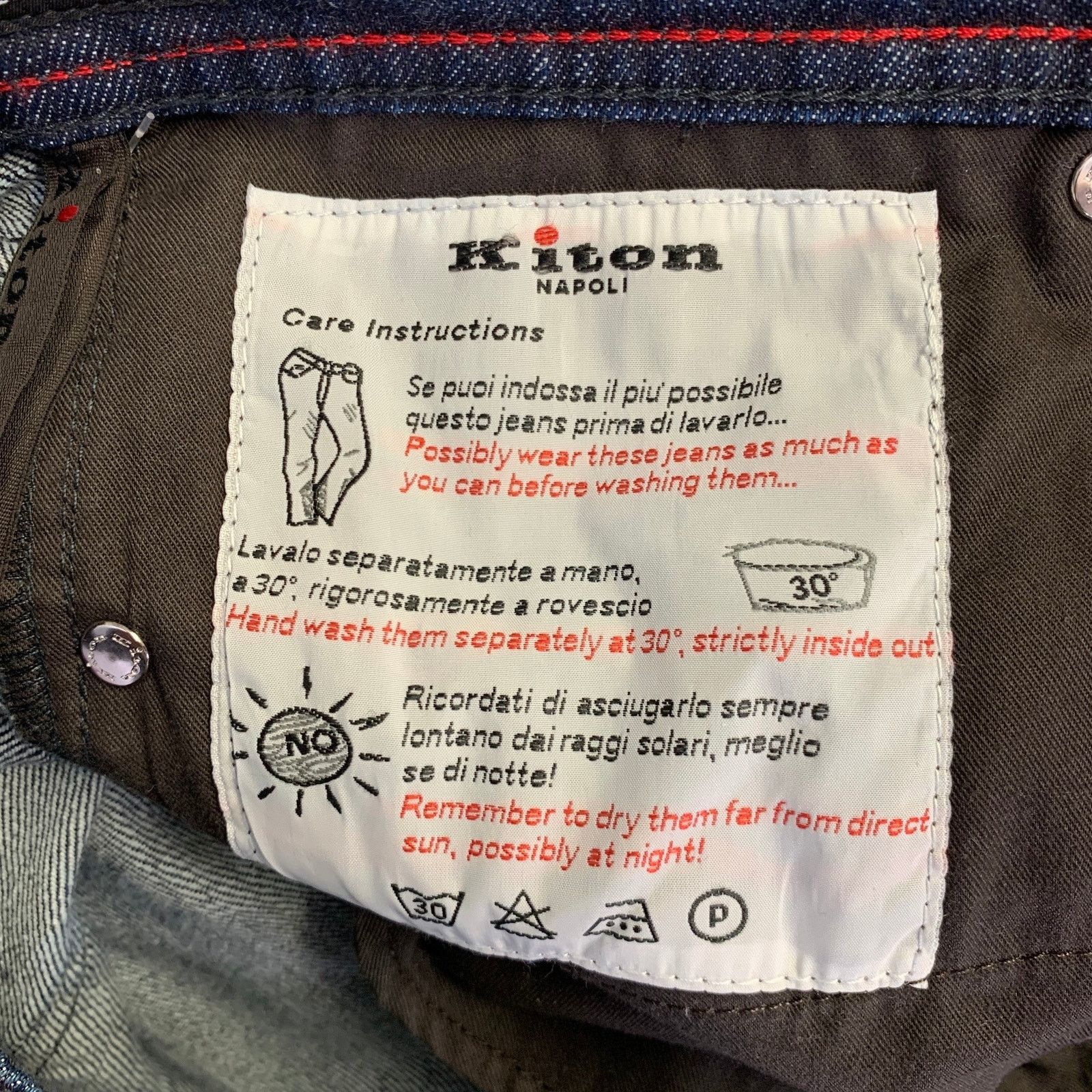 Kiton KITON Size 36 Navy Contrast Stitch Denim Straight Jeans Size US 36 / EU 52 - 6 Thumbnail