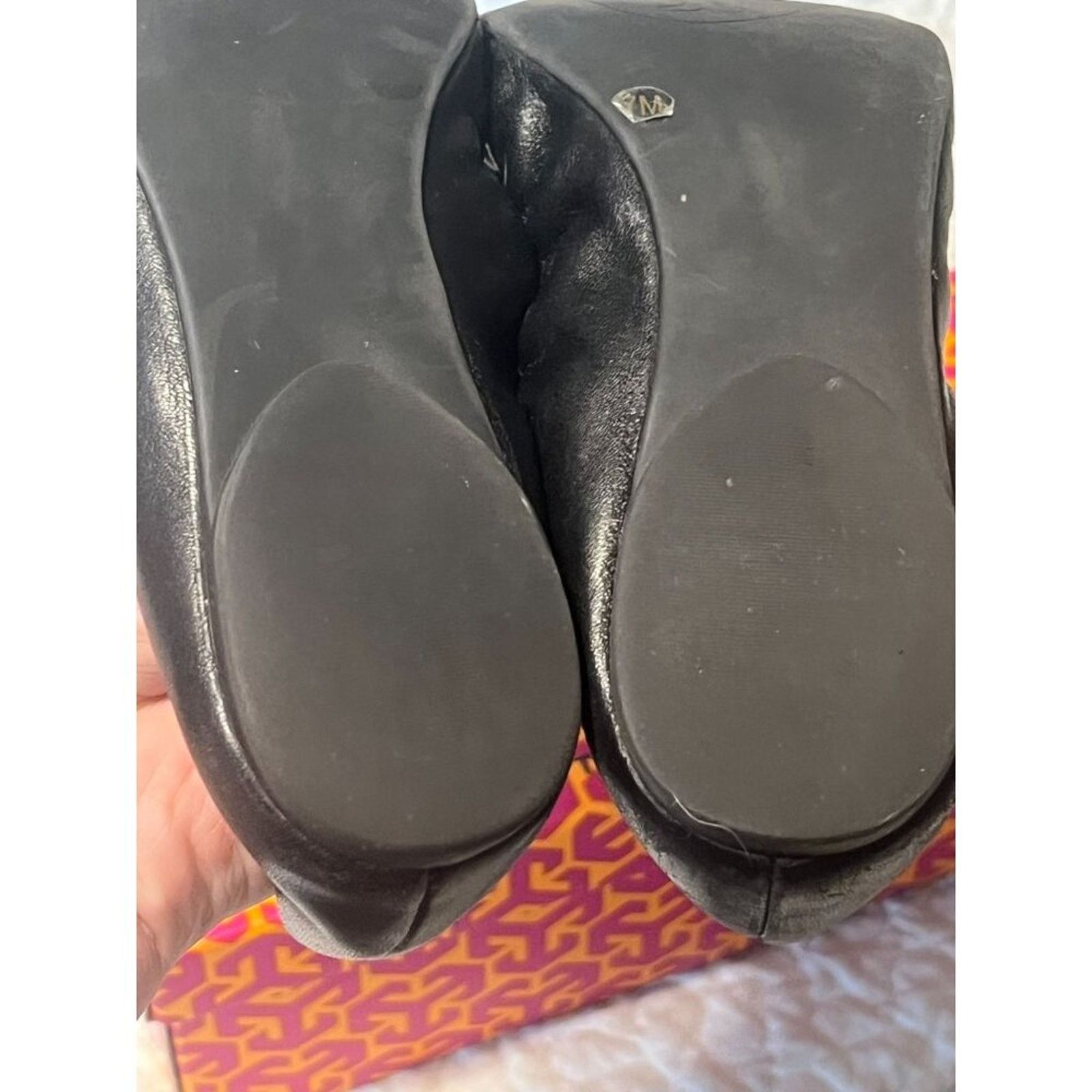 Tory Burch TORY BURCH Ambrose Ballet Flats Leather Camel Black Gold 7 B Size US 7 / IT 37 - 6 Thumbnail