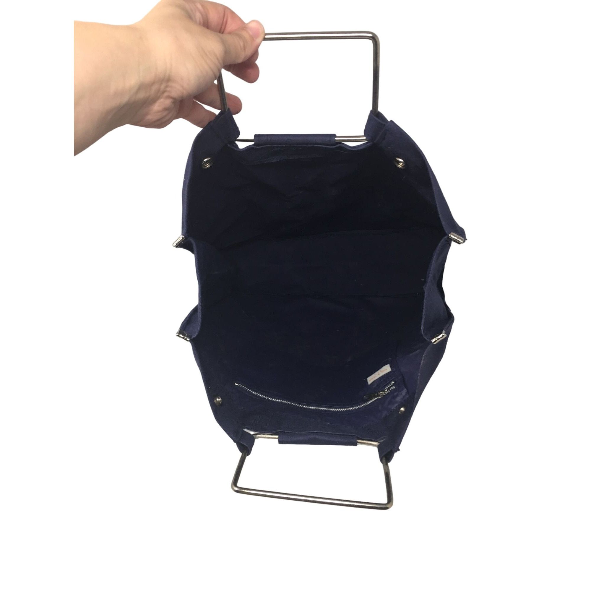 Other Navy Blue and White Junque Bag with Silver Metal Handles (ab Size ONE SIZE - 6 Thumbnail