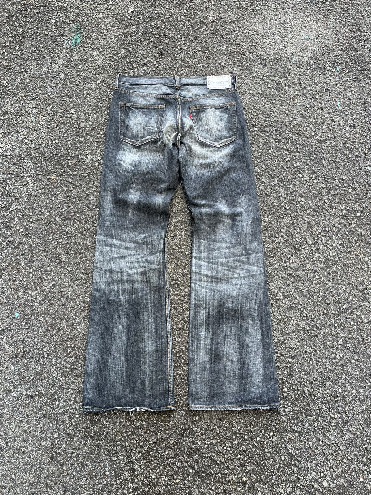 Tornado Mart FLARE JEANS CLAWMARK DENIM CRACK WASH BOBSON FADED PANTS Size US 31 - 9 Thumbnail