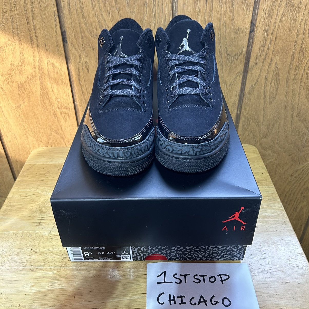 Designer × Jordan Brand × Nike Air Jordan 3 Retro Black Cat 2025 Size 9.5 NEW Authentic Size US 9.5 / EU 42-43 - 2 Thumbnail