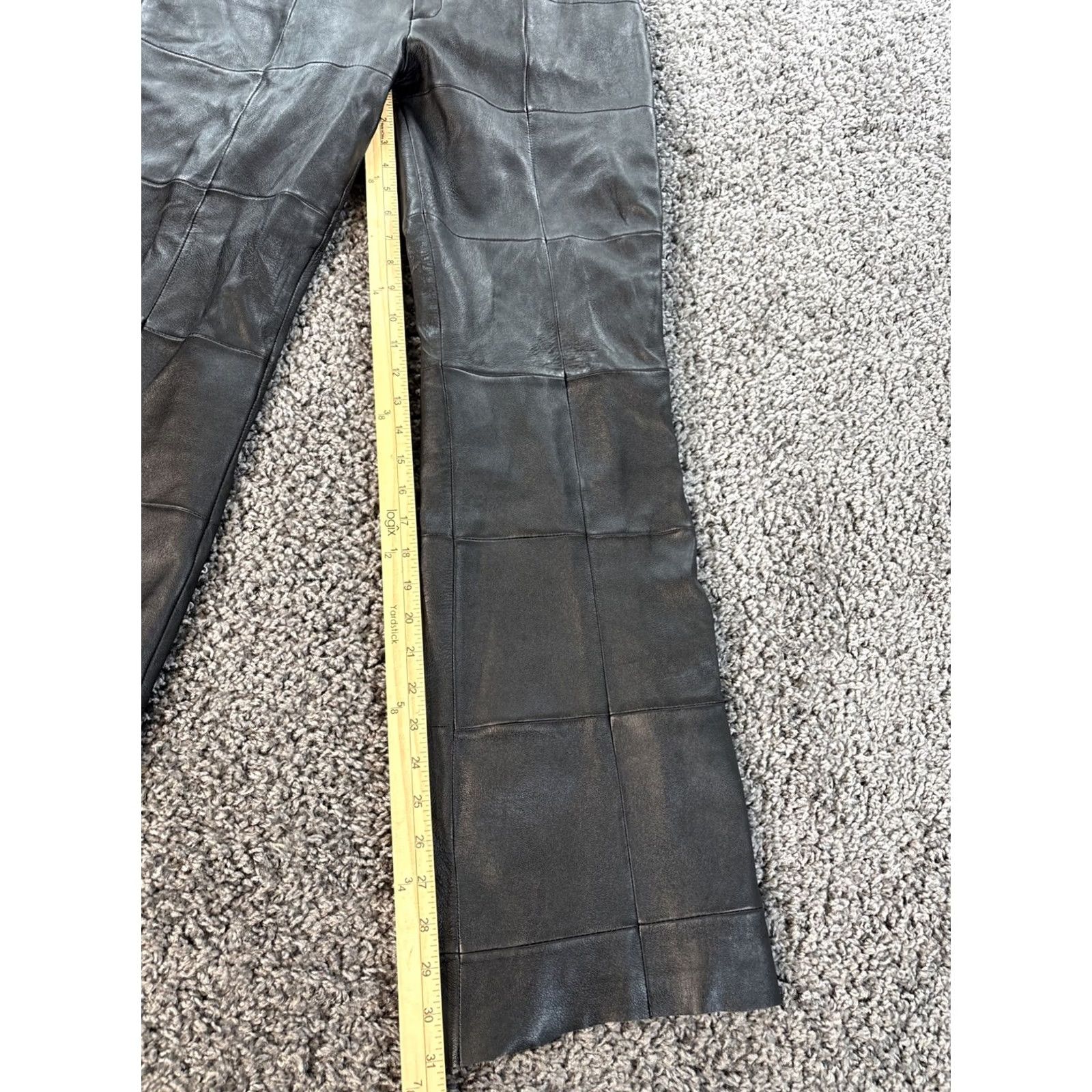 Vintage VINTAGE Wilsons Leather Pants Women 32x31 Black Bootcut Patchwork 90s Gothic Grunge Dress Pants Mens? Size 24" / US 00 / IT 34 - 2 Thumbnail
