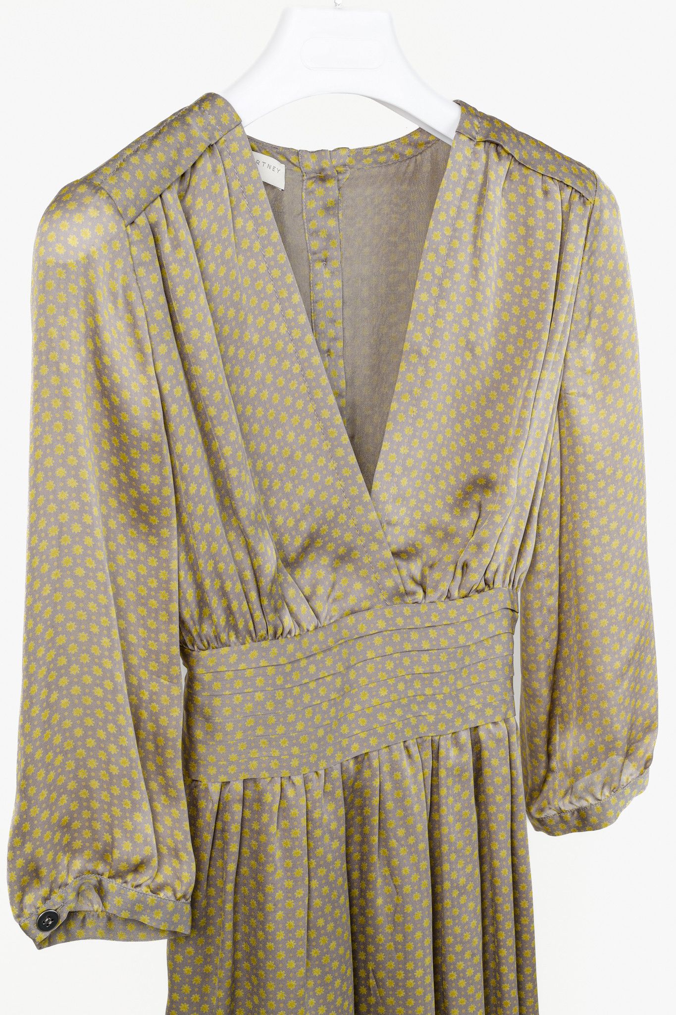 Stella McCartney Stella McCartney Grey and Yellow Ditsy Floral Silk Dress Size S / US 4 / IT 40 - 3 Thumbnail