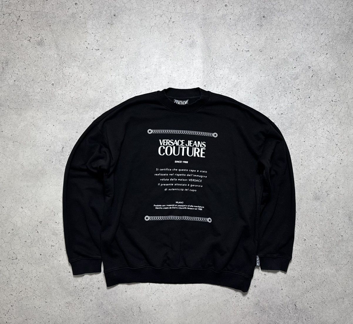 Versace Jeans Couture Versace Jeans Couture Black Big Logo Sweatshirt Size XL Size US XL / EU 56 / 4 - 2 Thumbnail