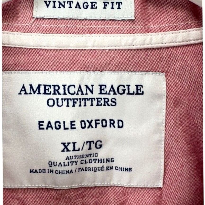 Vintage American Eagle Shirt XL Pink Oxford Button-Up Long Sleeve Mens Regular Fit Vintage? No Size US XL / EU 56 / 4 - 4 Thumbnail