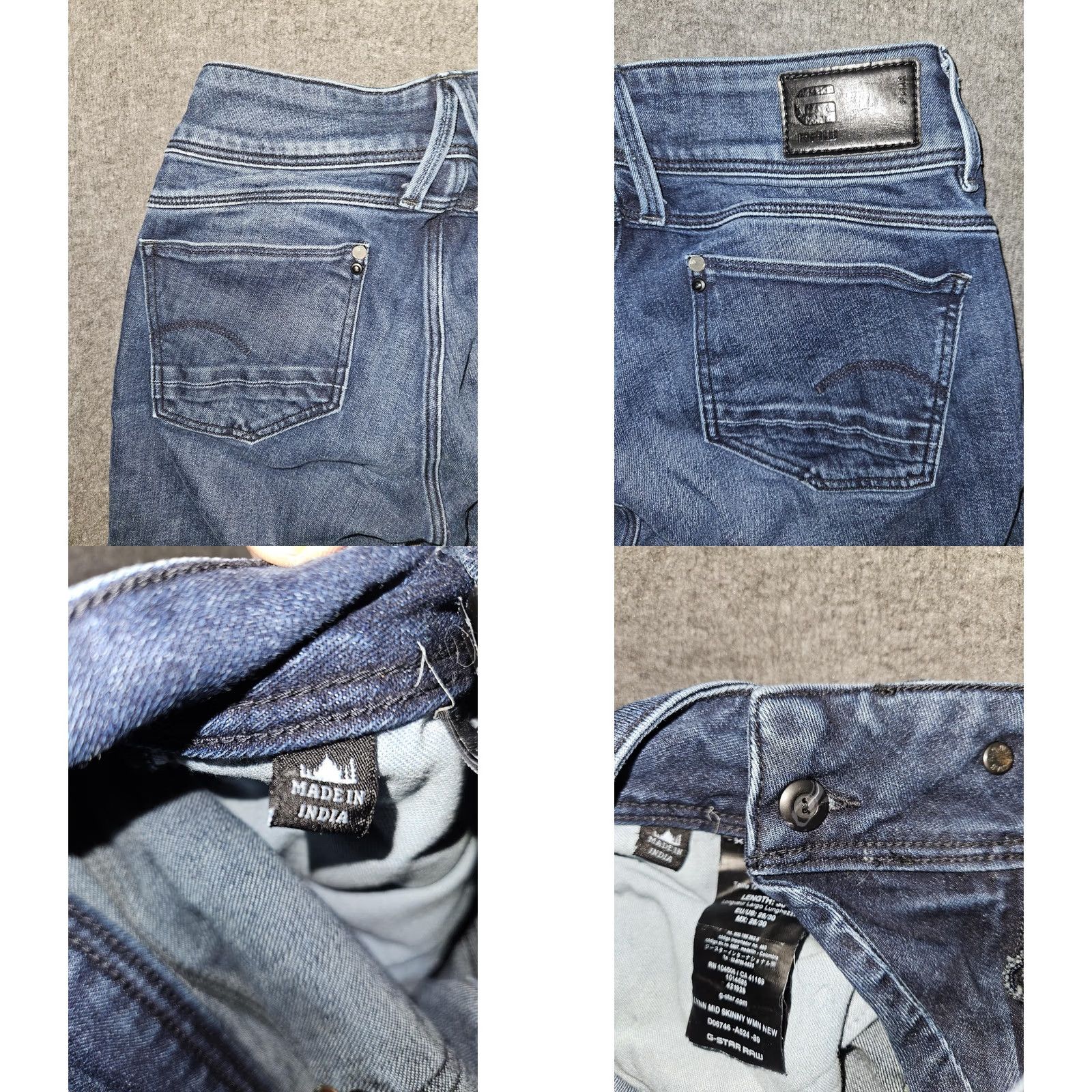 Vintage G-Star RAW Jeans Womens 25x30 Blue Lynn Mid Skinny Stretch Denim Distressed Size 42" / US 20 - 8 Thumbnail