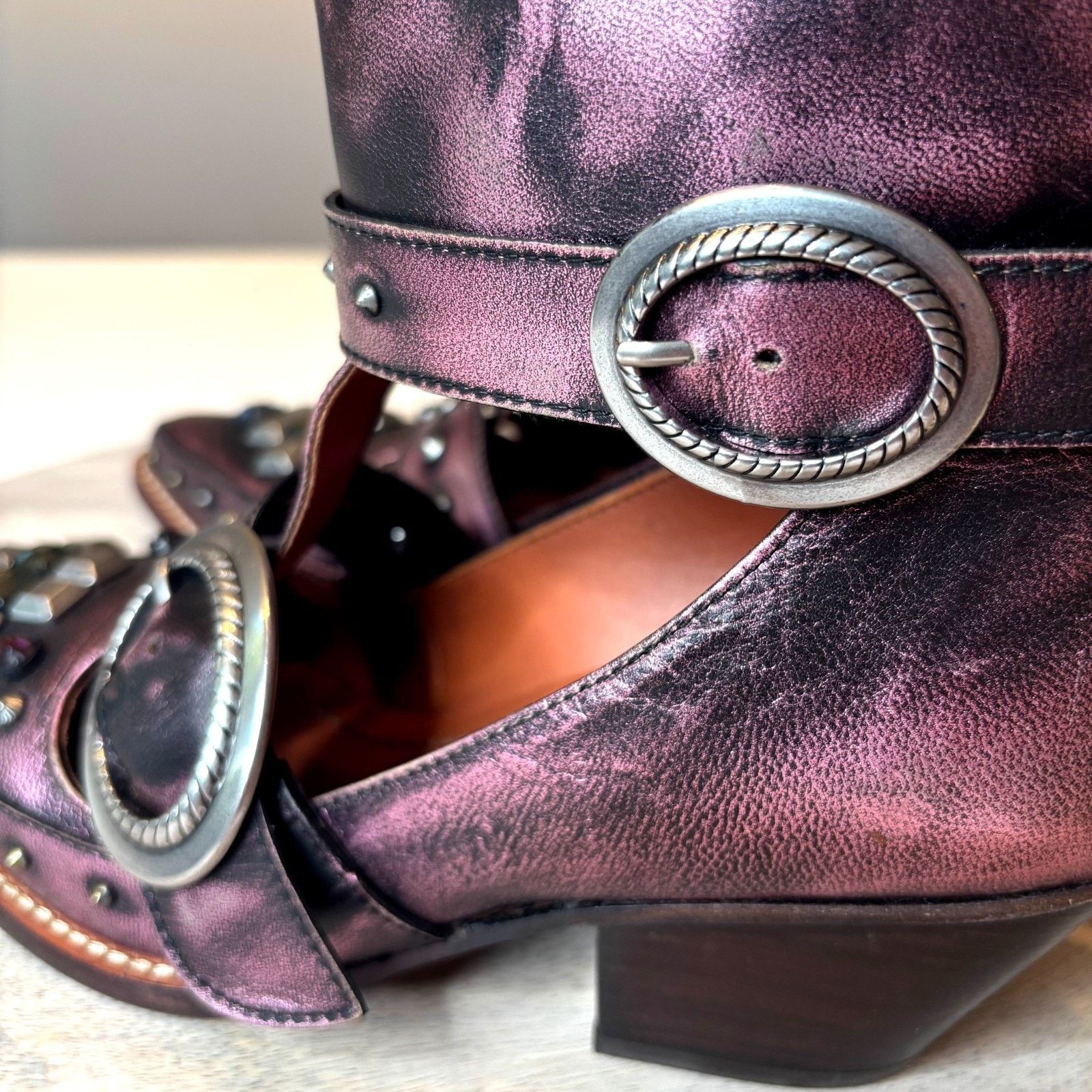 Coach Coach Cut Out Western Creeper Boots Metallic Purple Sz 7.5B Size US 7.5 / IT 37.5 - 10 Thumbnail