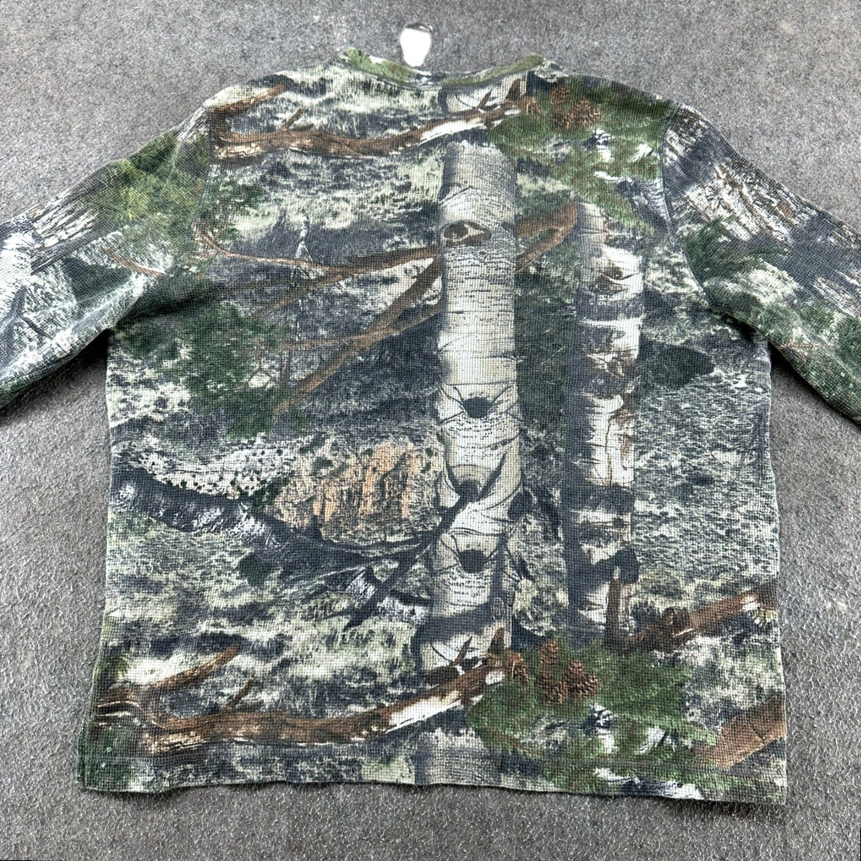 Vintage Mossy Oak Shirt Mens XL Camouflage Long Sleeve Henley Thermal Waffle Cotton Outdoor Knit T-Shirt Size US XL / EU 56 / 4 - 6 Thumbnail