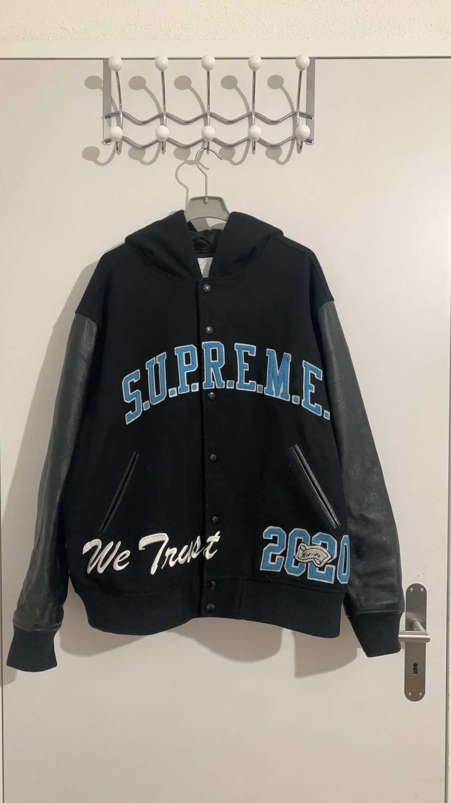 Supreme King Hooded Varsity Jacket - Black