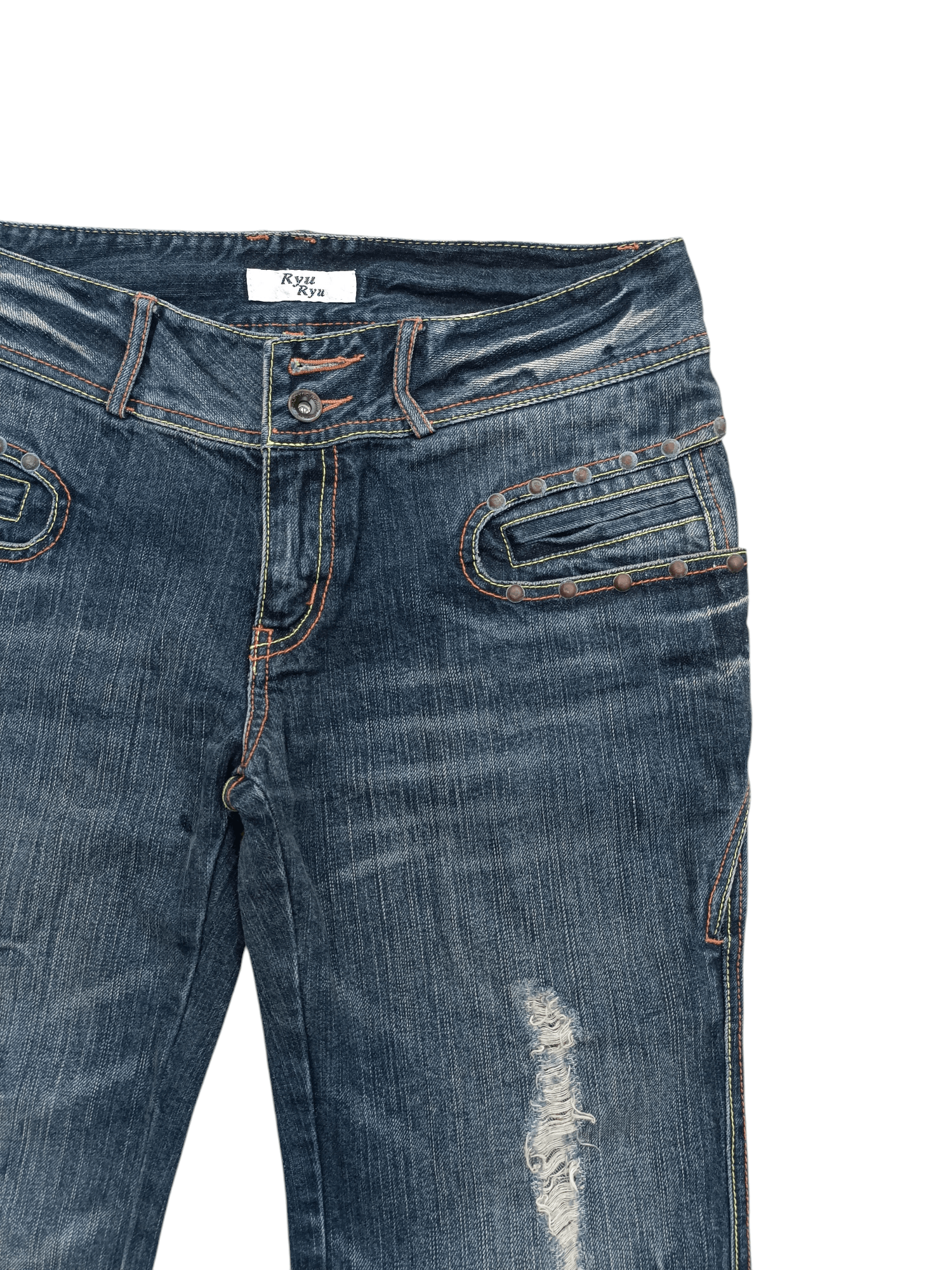 If Six Was Nine Rare Japanese Brand Ryu Ryu Super Flared Distressed Jeans Size US 32 / EU 48 - 10 Thumbnail