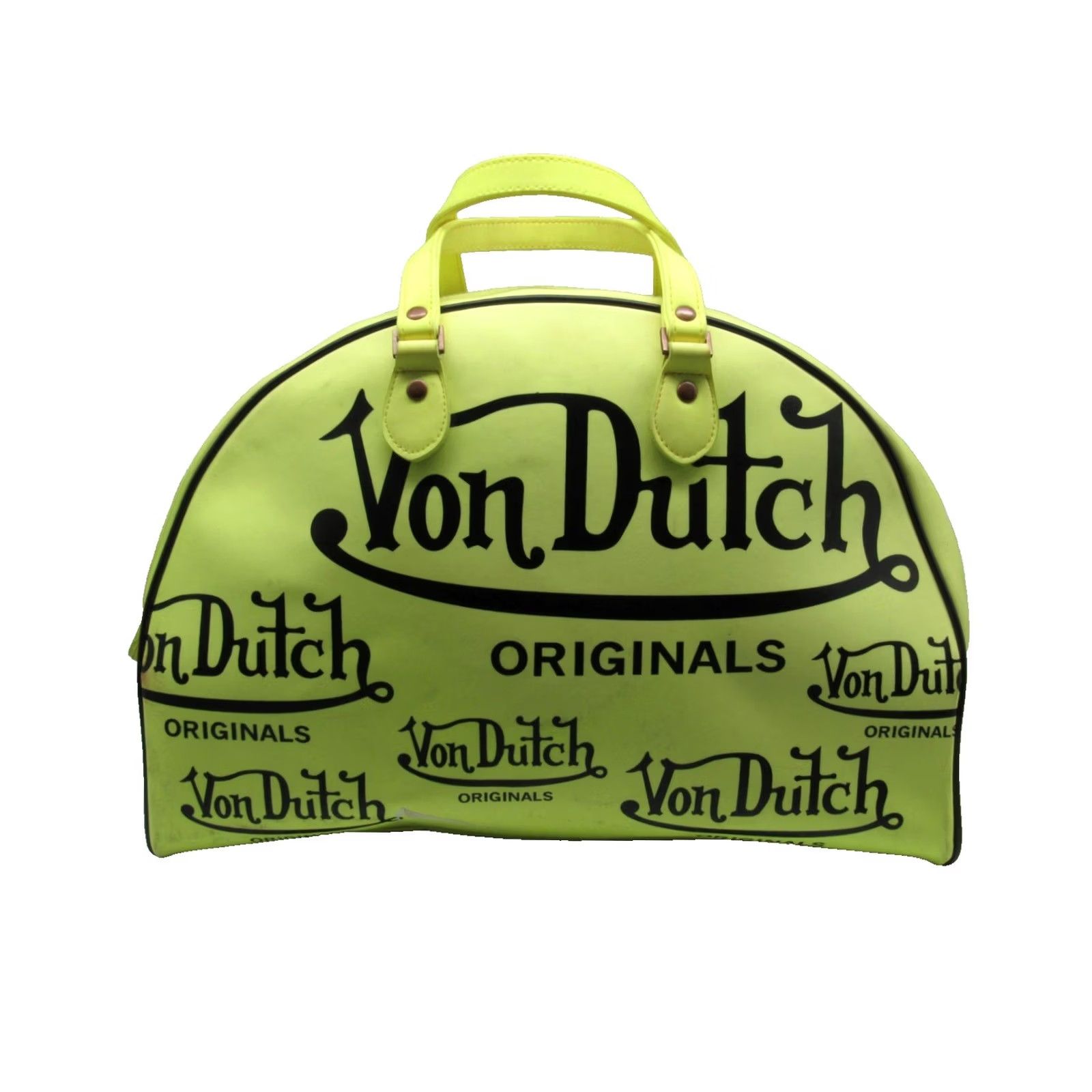 Von Dutch VINTAGE Von Dutch Hand Bag Yellow Satchel/Top Handle Bag Bowling 80s Designer Womens Mini Bag Size ONE SIZE - 2 Thumbnail